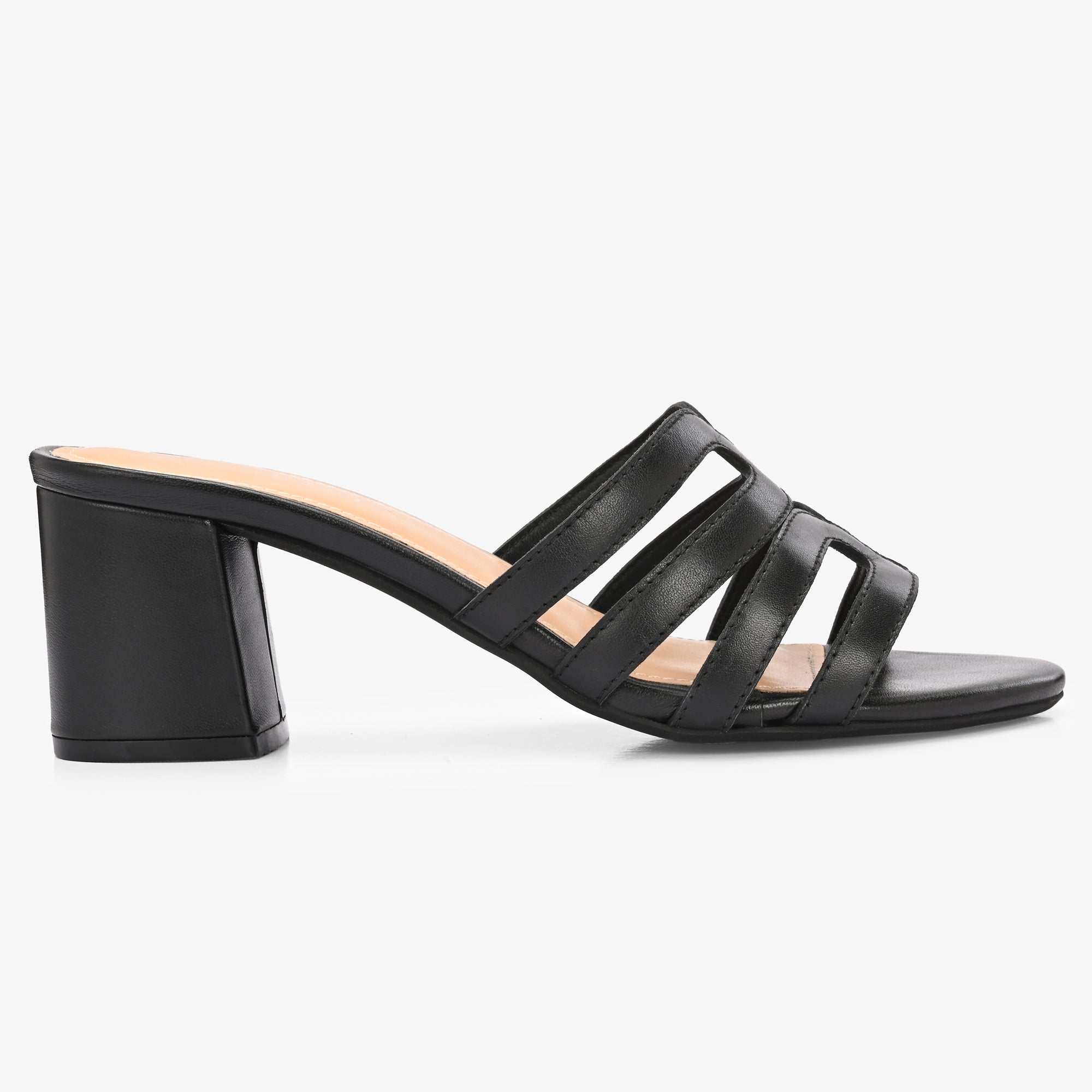 NYSSA Premium Leather Laser Cut Block Heels