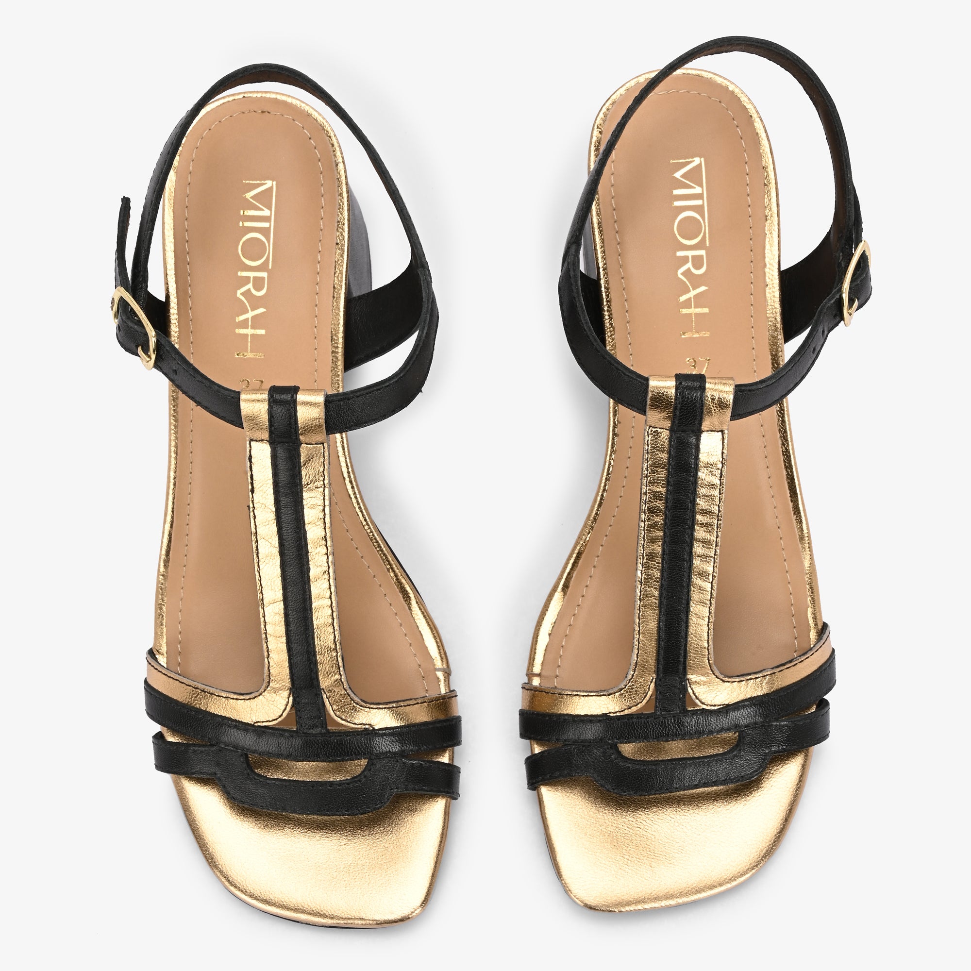 CRYSTA Premium Leather Block Heel Sandals
