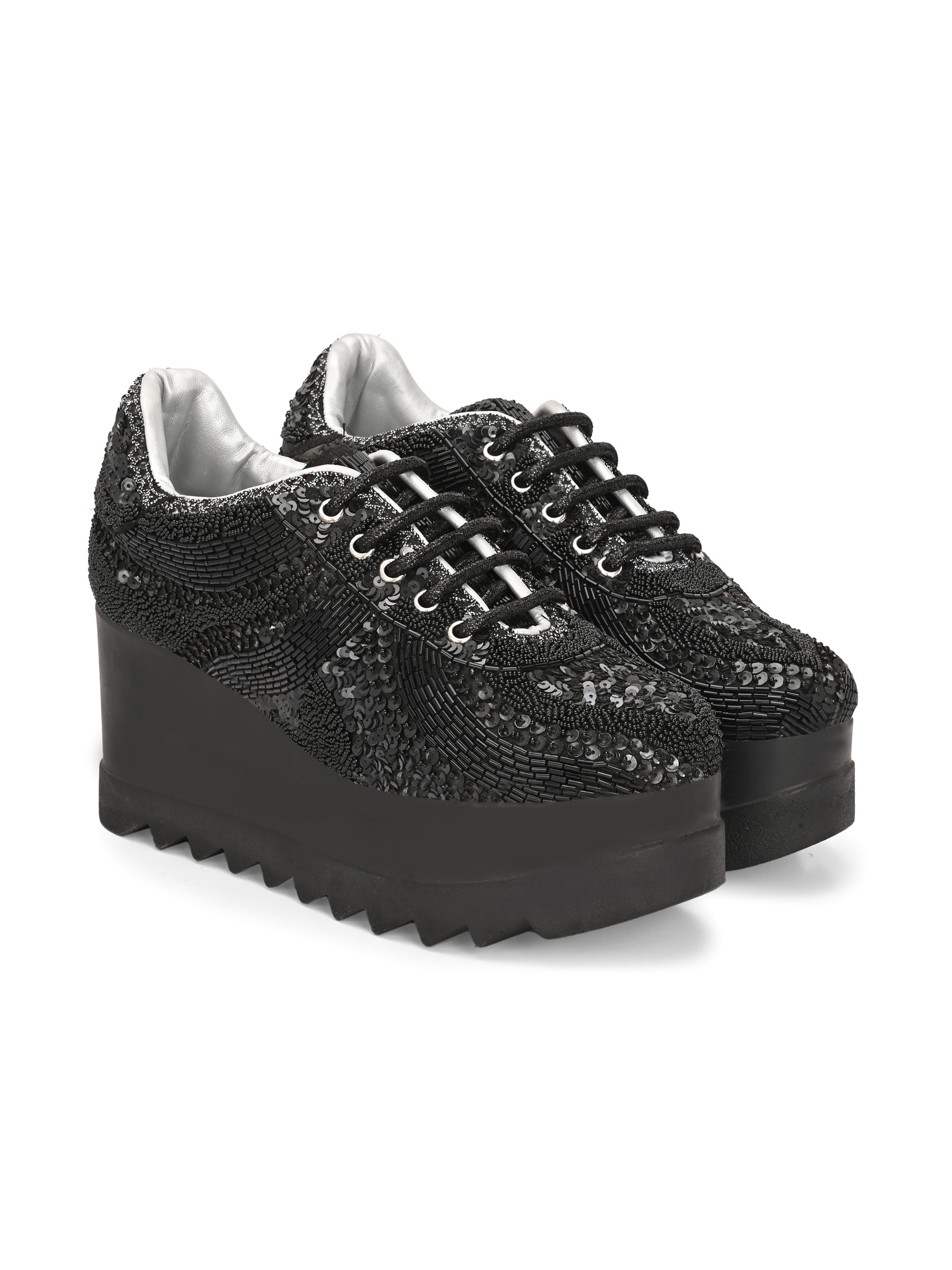 TAHVÉEN ROYALE Chunky Bridal Embellished Sneakers