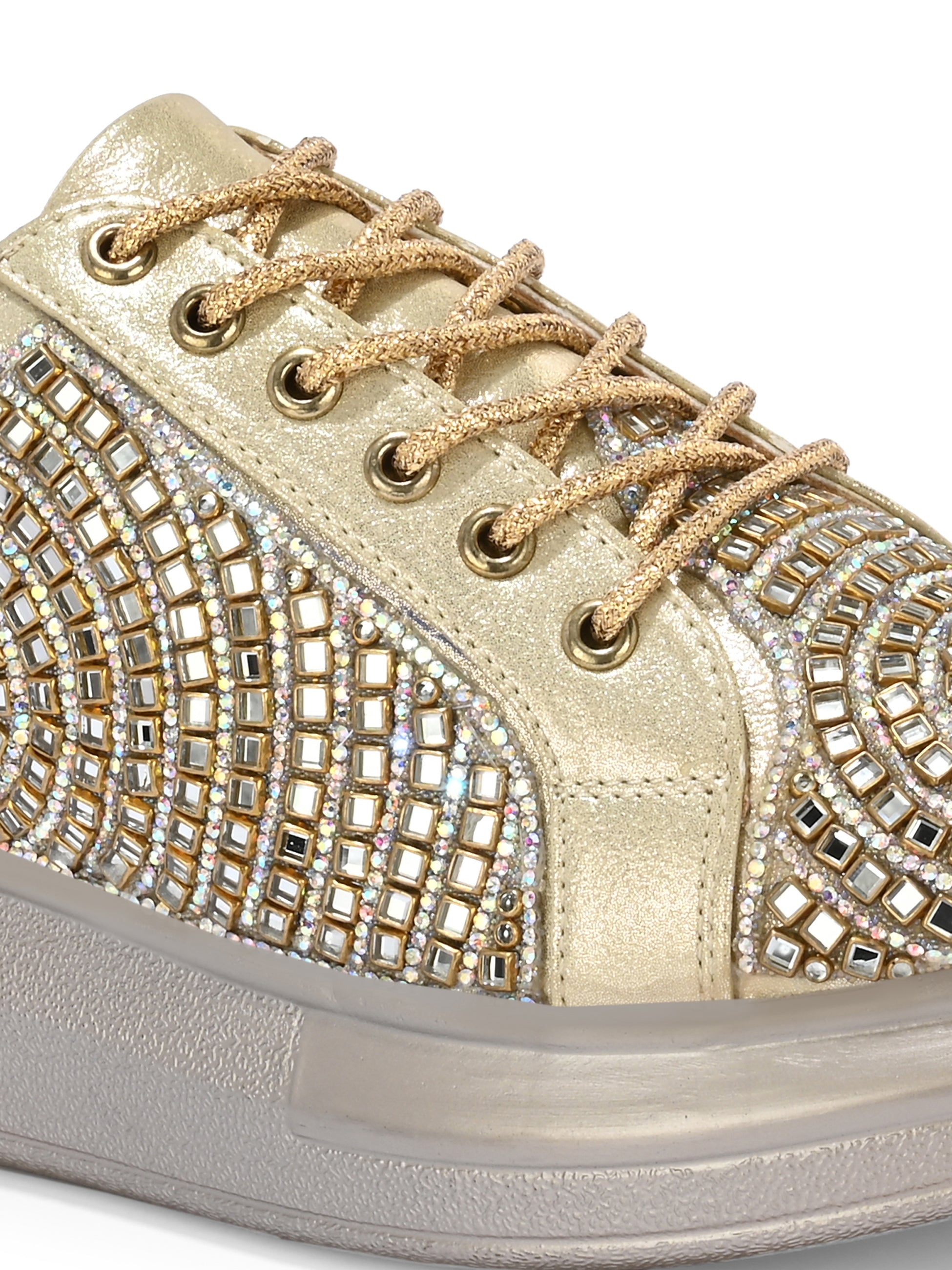 MEHRAÉN ATELIER Chunky Bridal Embellished Sneakers