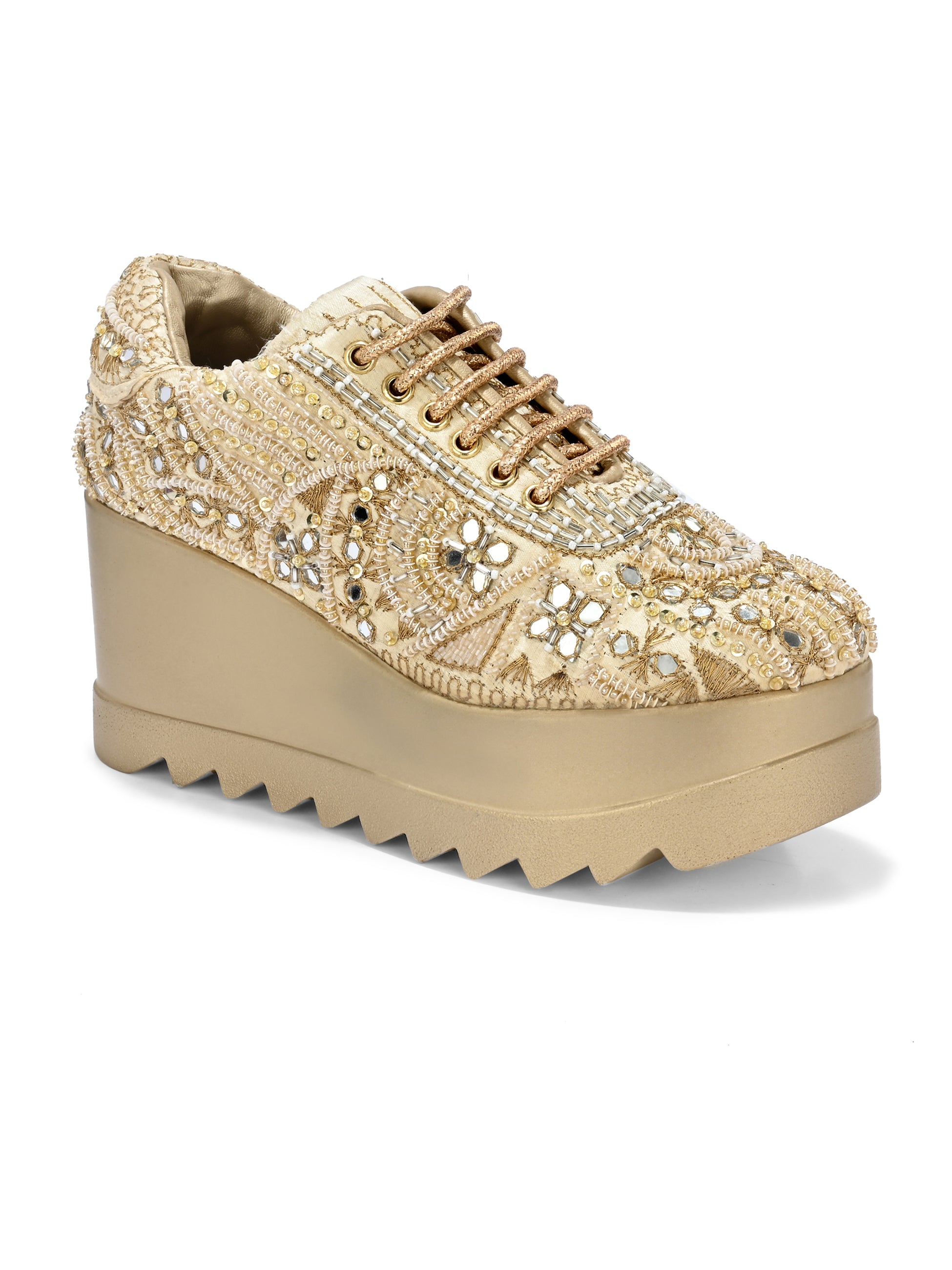TAHVÉEN ROYALE Chunky Bridal Embellished Sneakers