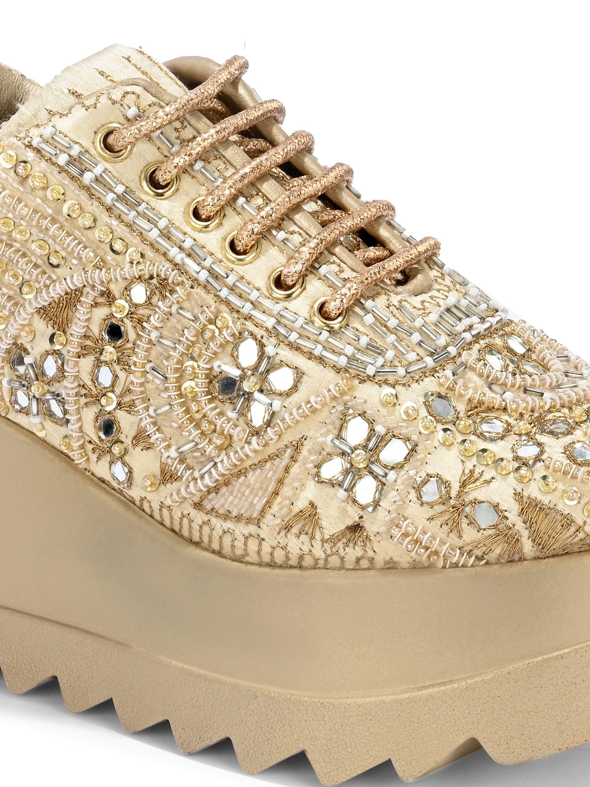 TAHVÉEN ROYALE Chunky Bridal Embellished Sneakers