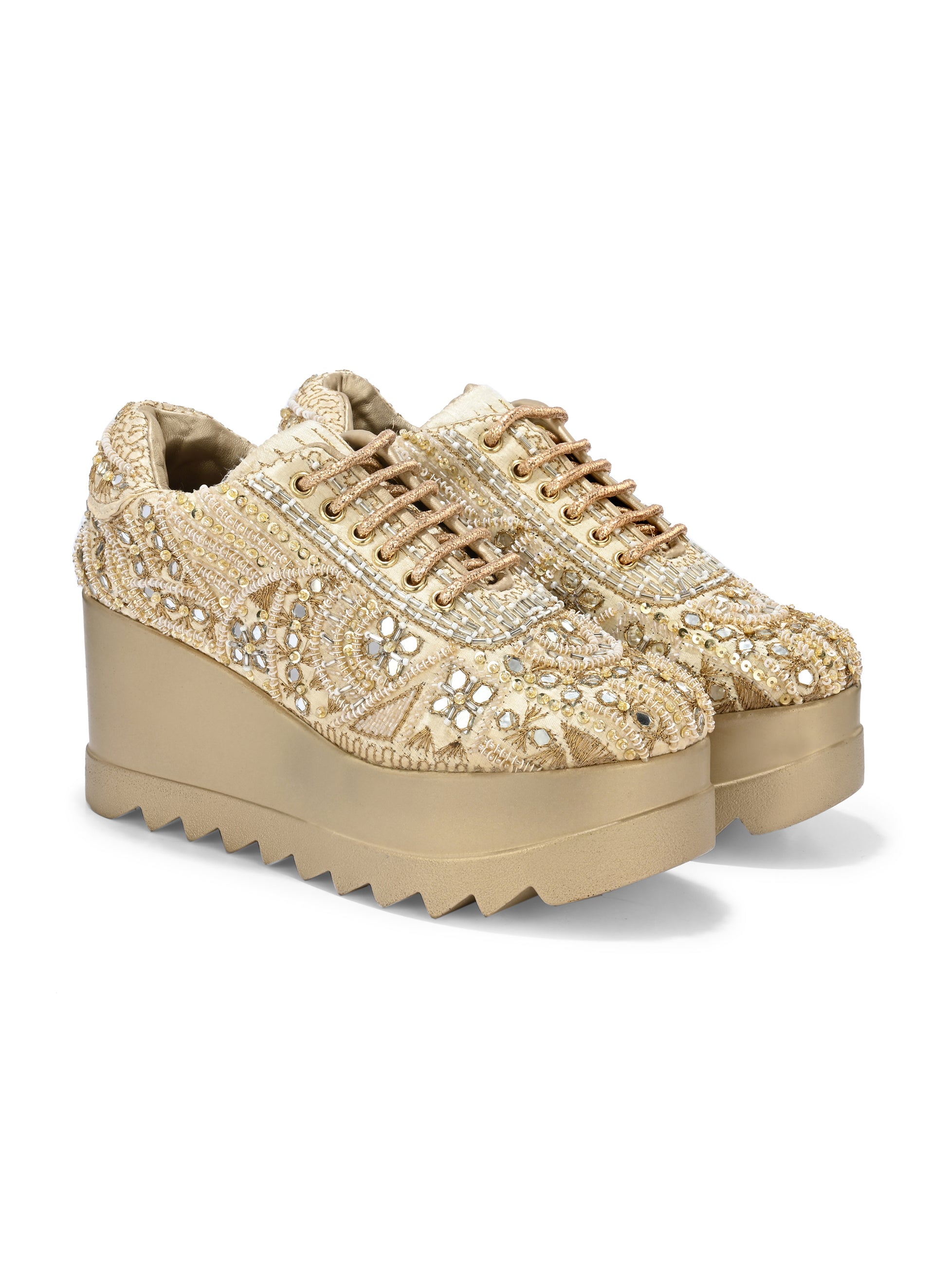 TAHVÉEN ROYALE Chunky Bridal Embellished Sneakers