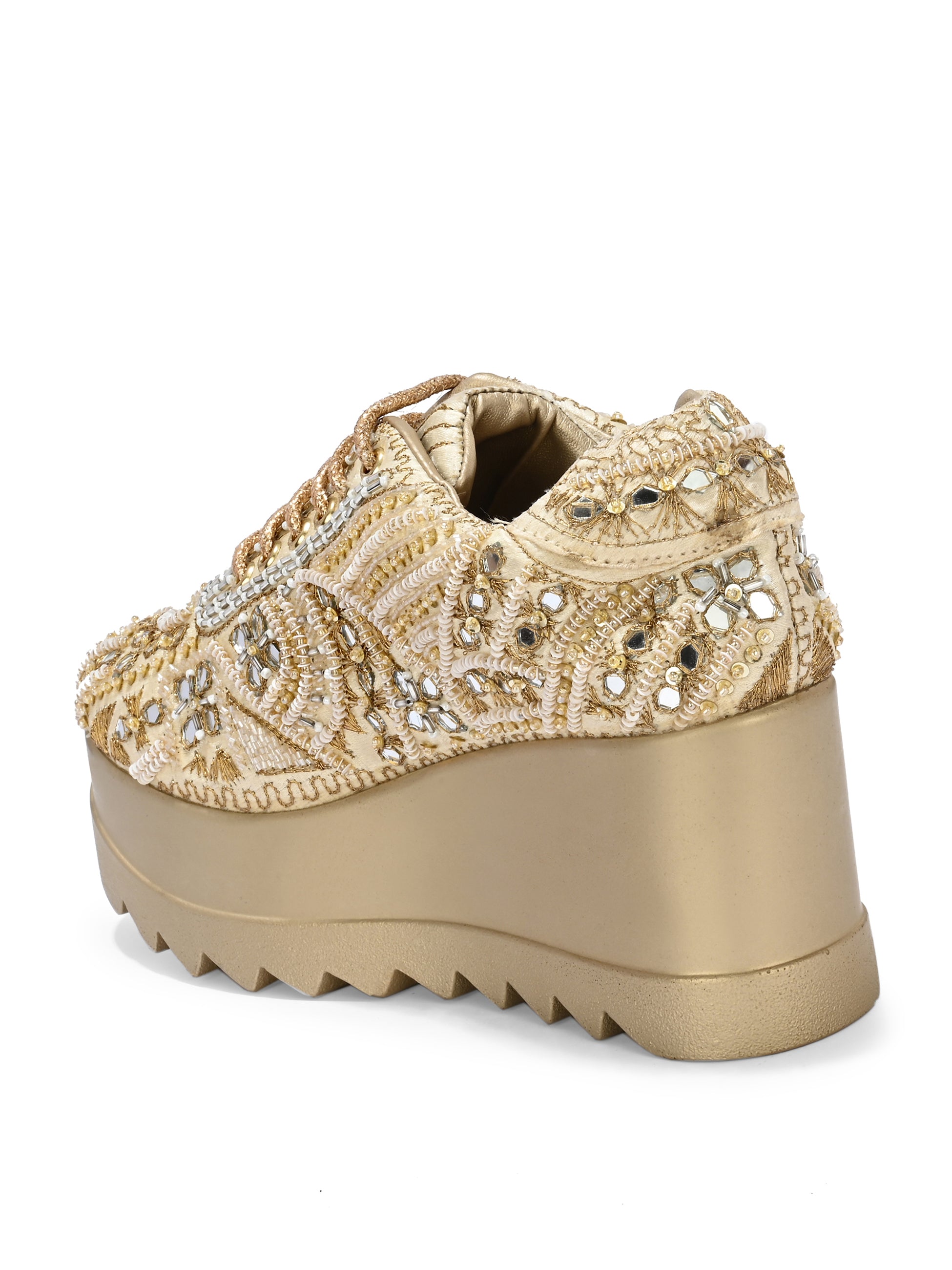 TAHVÉEN ROYALE Chunky Bridal Embellished Sneakers