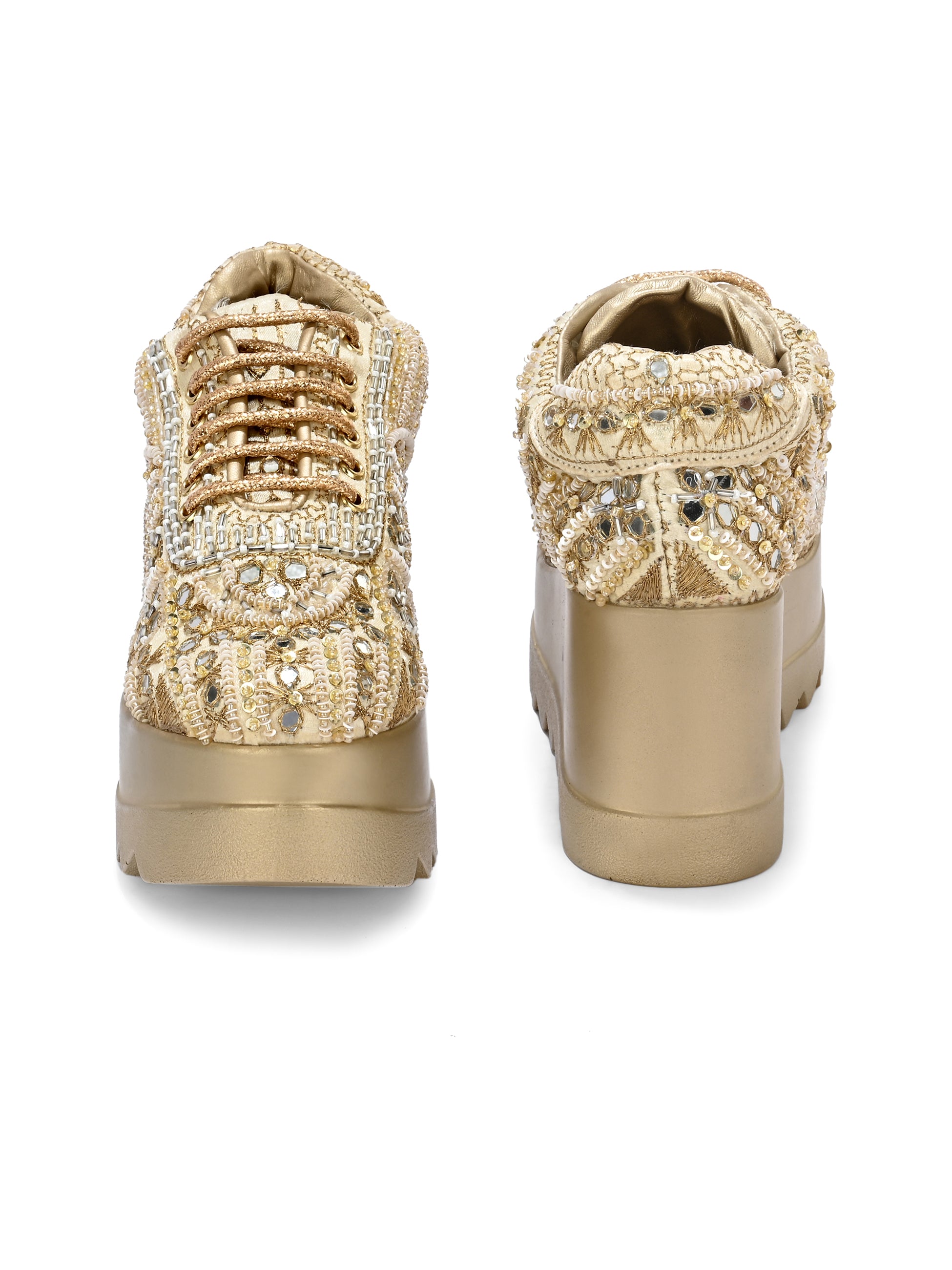 TAHVÉEN ROYALE Chunky Bridal Embellished Sneakers