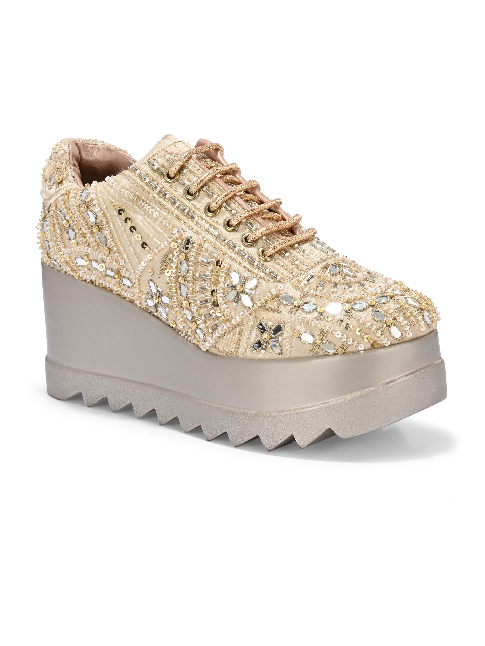 TAHVÉEN ROYALE Chunky Bridal Embellished Sneakers