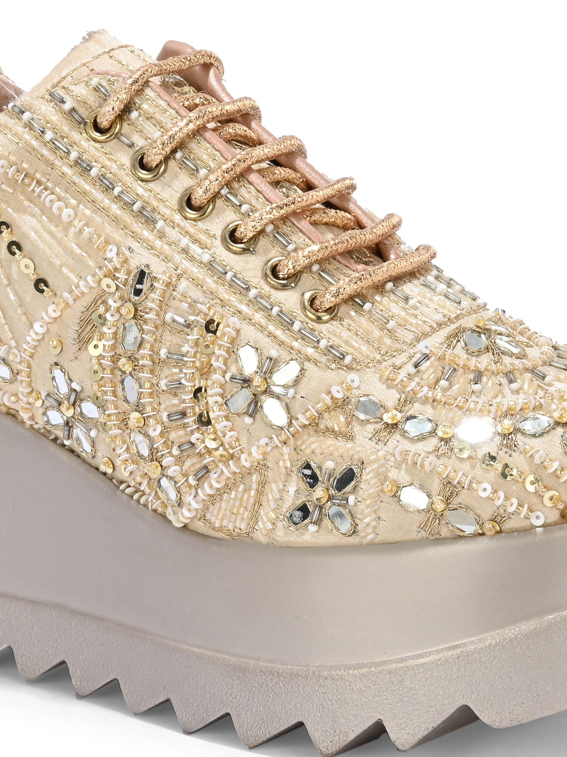 TAHVÉEN ROYALE Chunky Bridal Embellished Sneakers