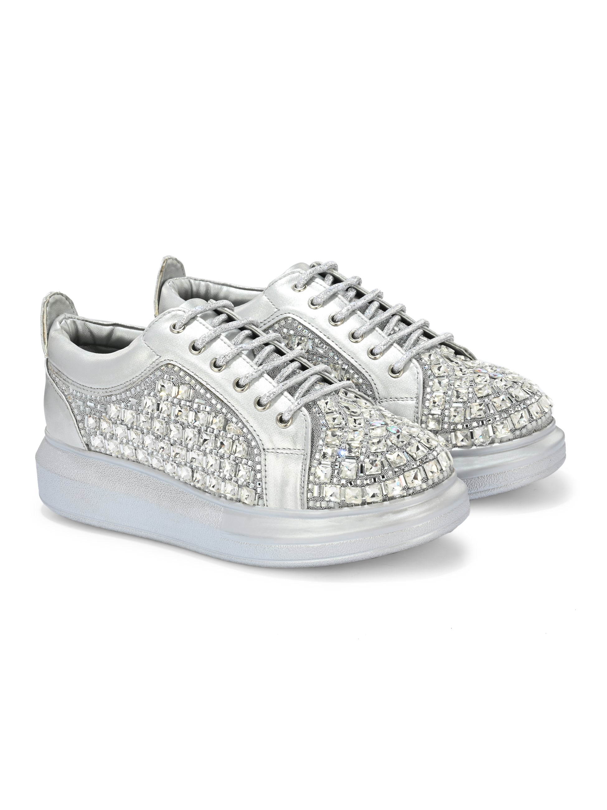 ZIVÉRA ROSÉ Chunky Bridal Embellished Sneakers