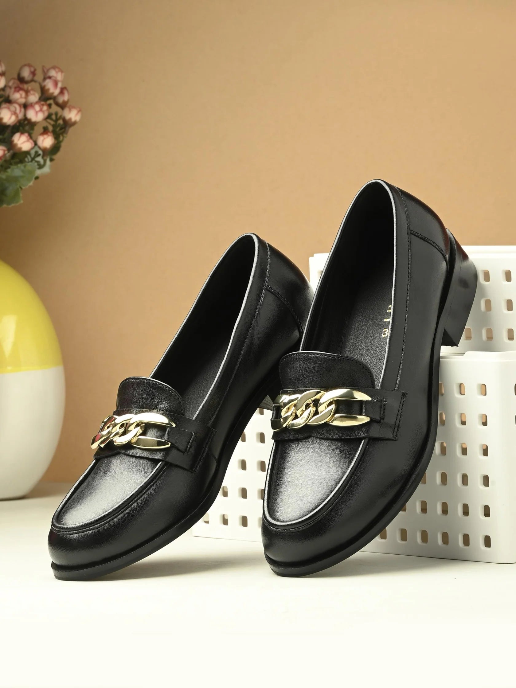 NORA Premium Leather Mid Heel Formal Loafers - The Heels India