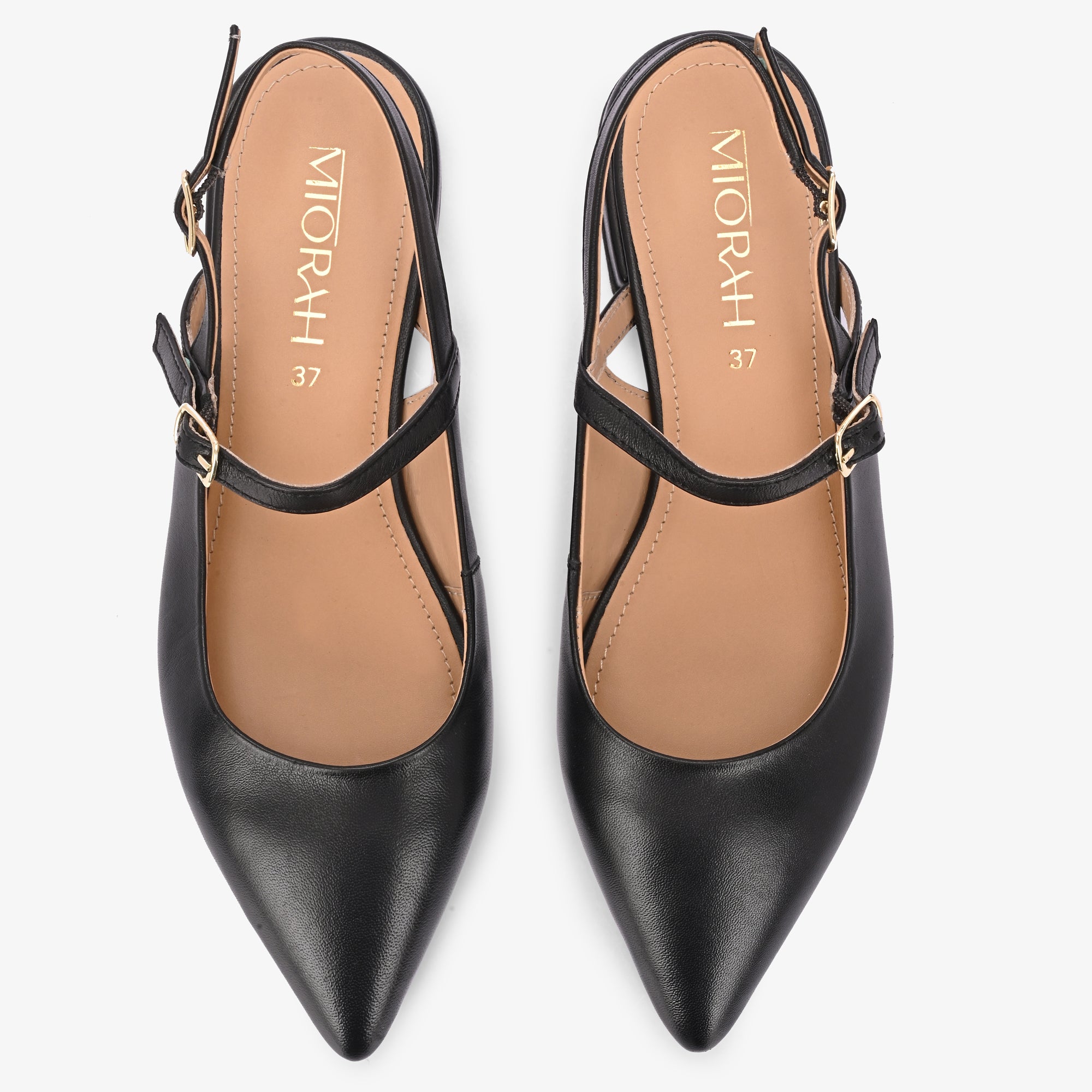 AVIRA Premium Leather Sling Back Flat Mid Heel Ballerinas