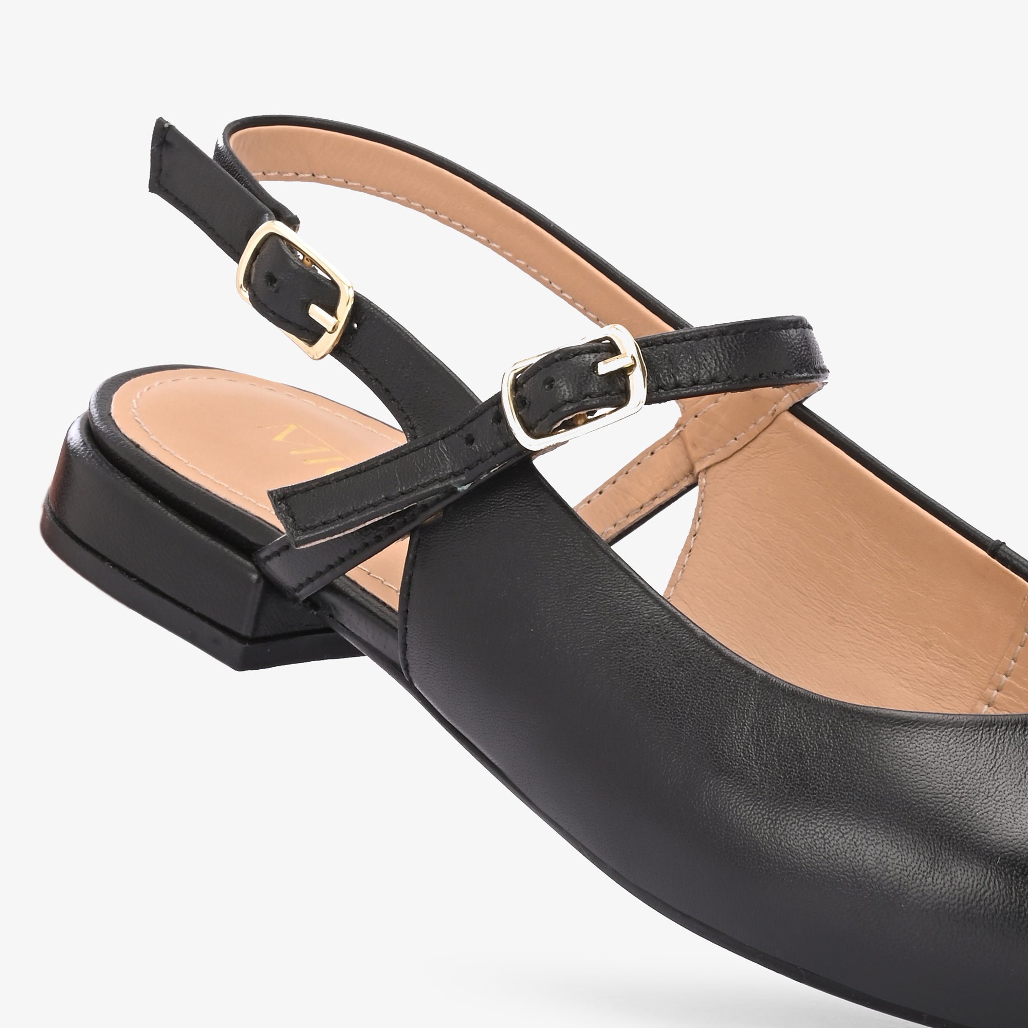 AVIRA Premium Leather Sling Back Flat Mid Heel Ballerinas
