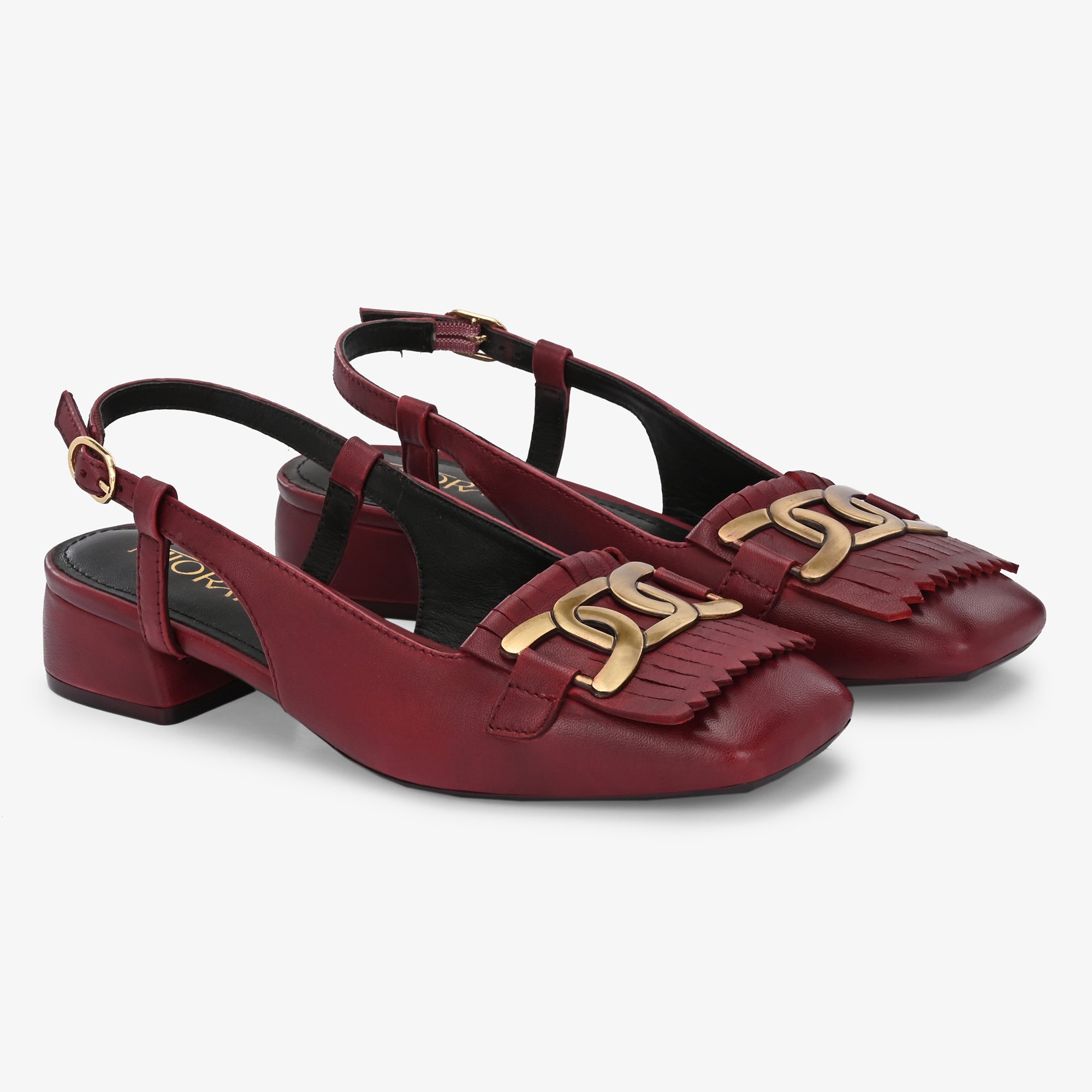 ASTRA Premium Leather Slingback Block Heel Ballerinas