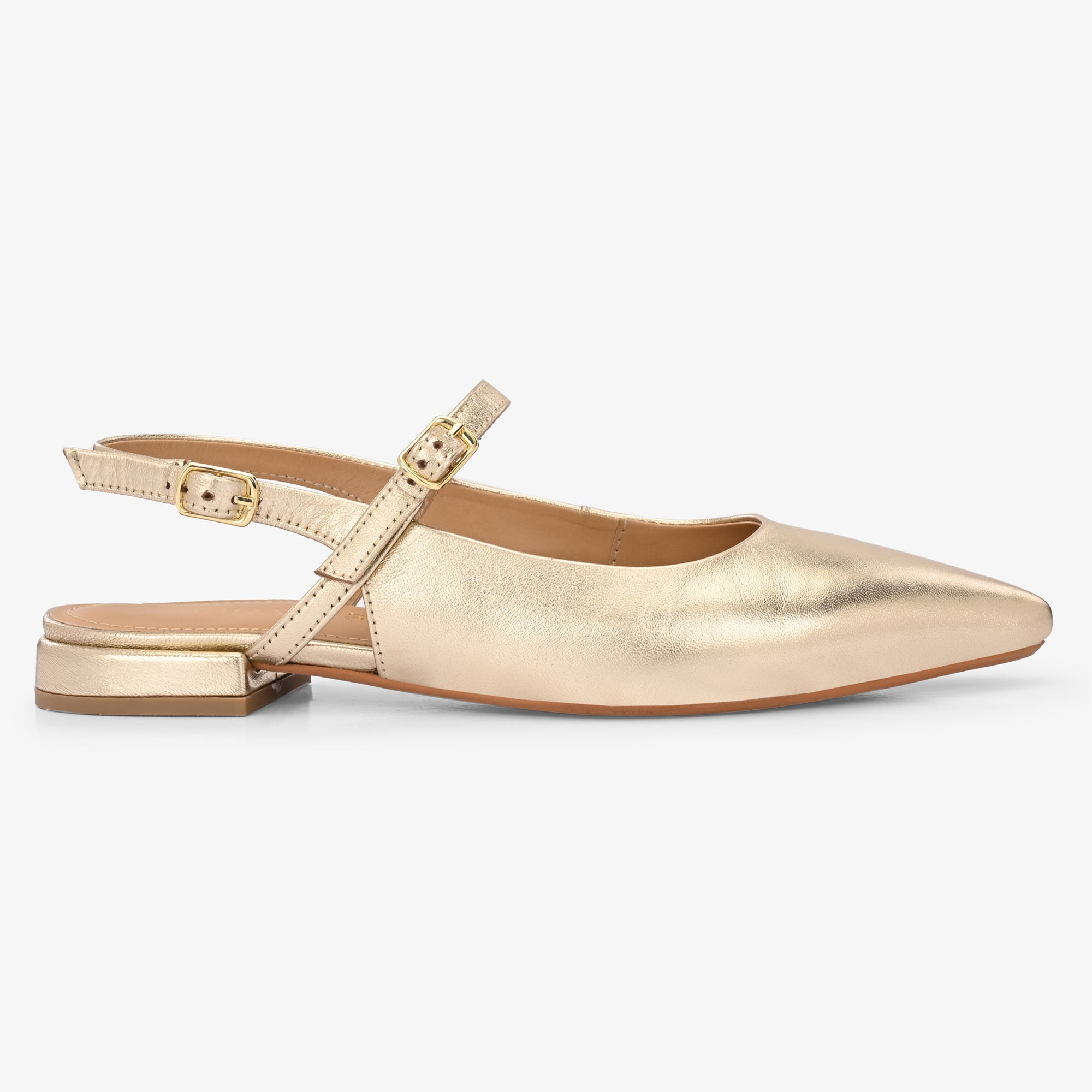 AVIRA Premium Leather Sling Back Flat Mid Heel Ballerinas
