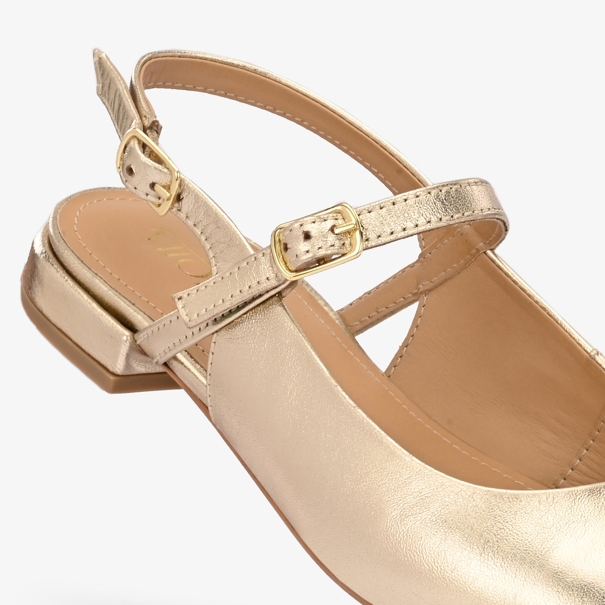 AVIRA Premium Leather Sling Back Flat Mid Heel Ballerinas