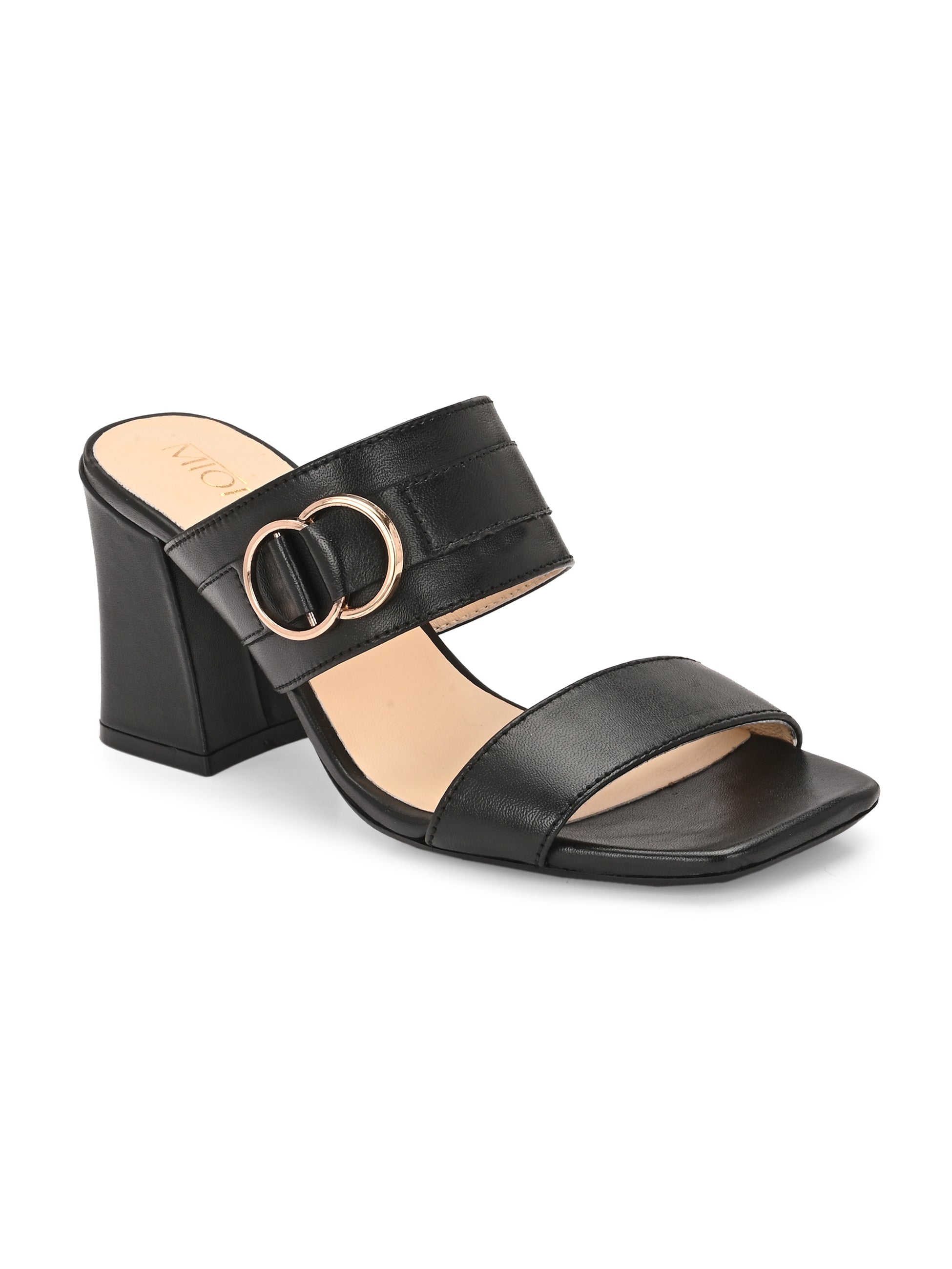 VELORA Premium Leather Double Strap Block Heels