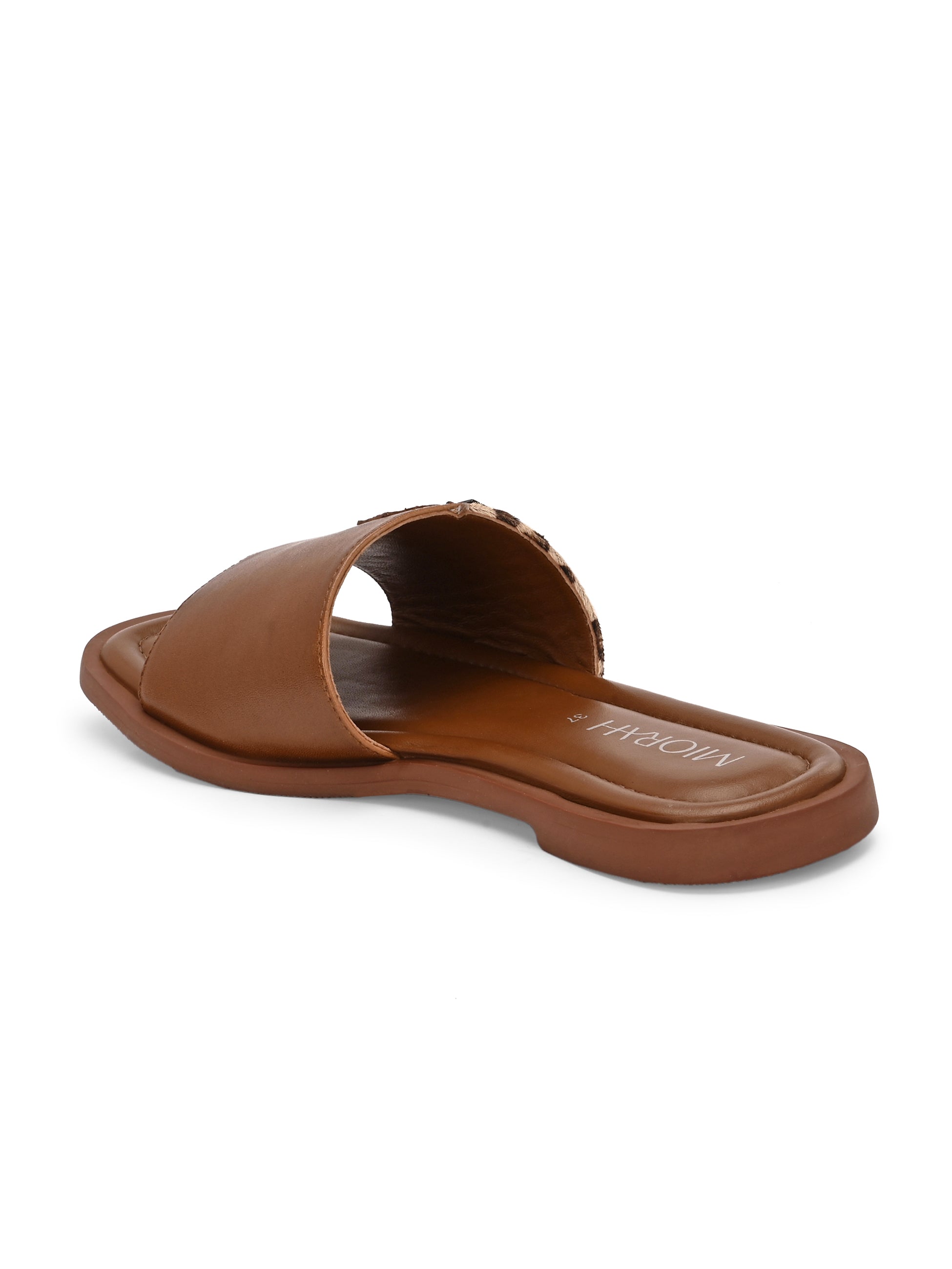 MIA Premium Leather Cushioned Flat Summer Buckled Sliders