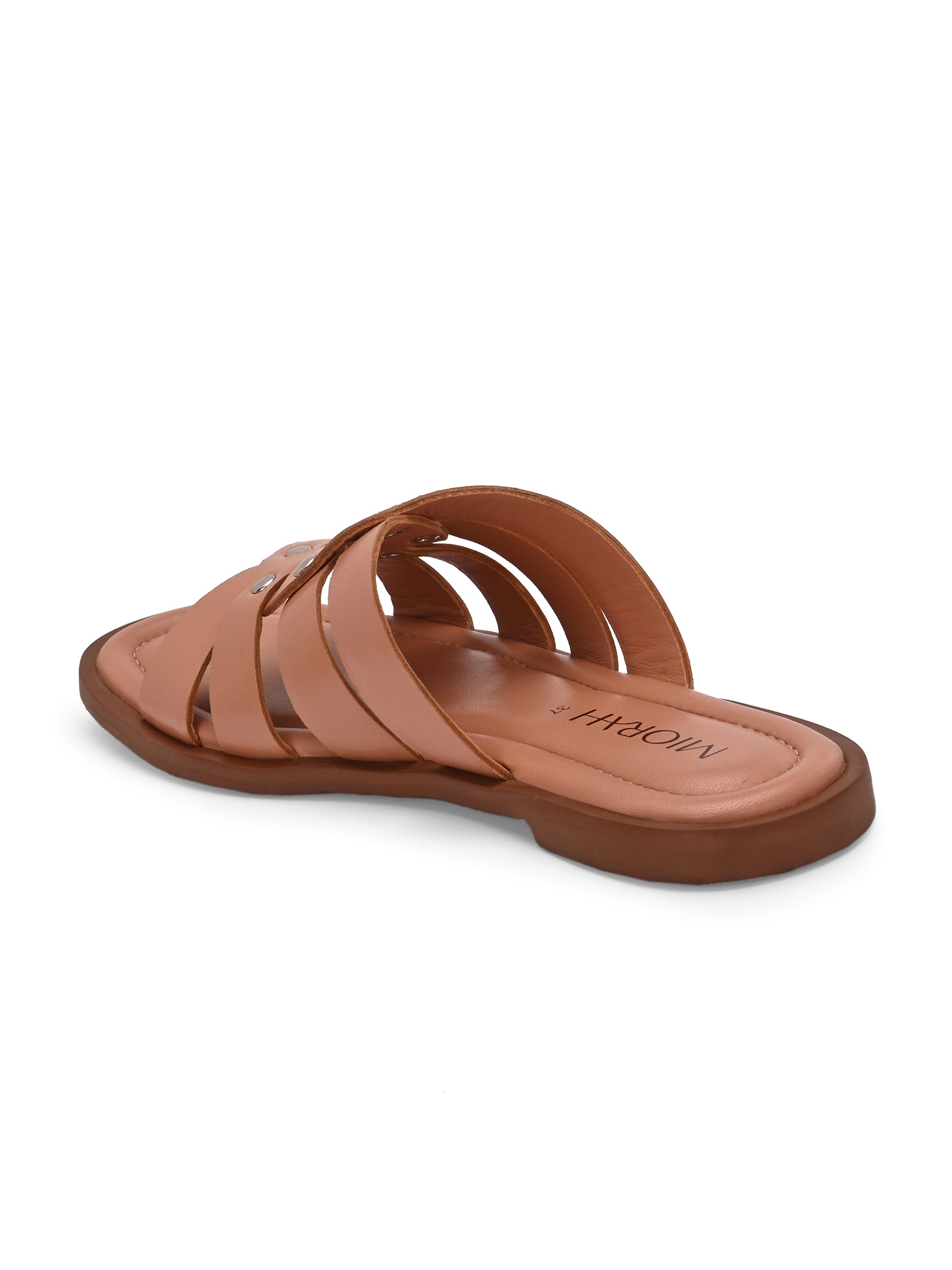 IVY Premium Leather Cushioned Flat Summer Stud Sliders