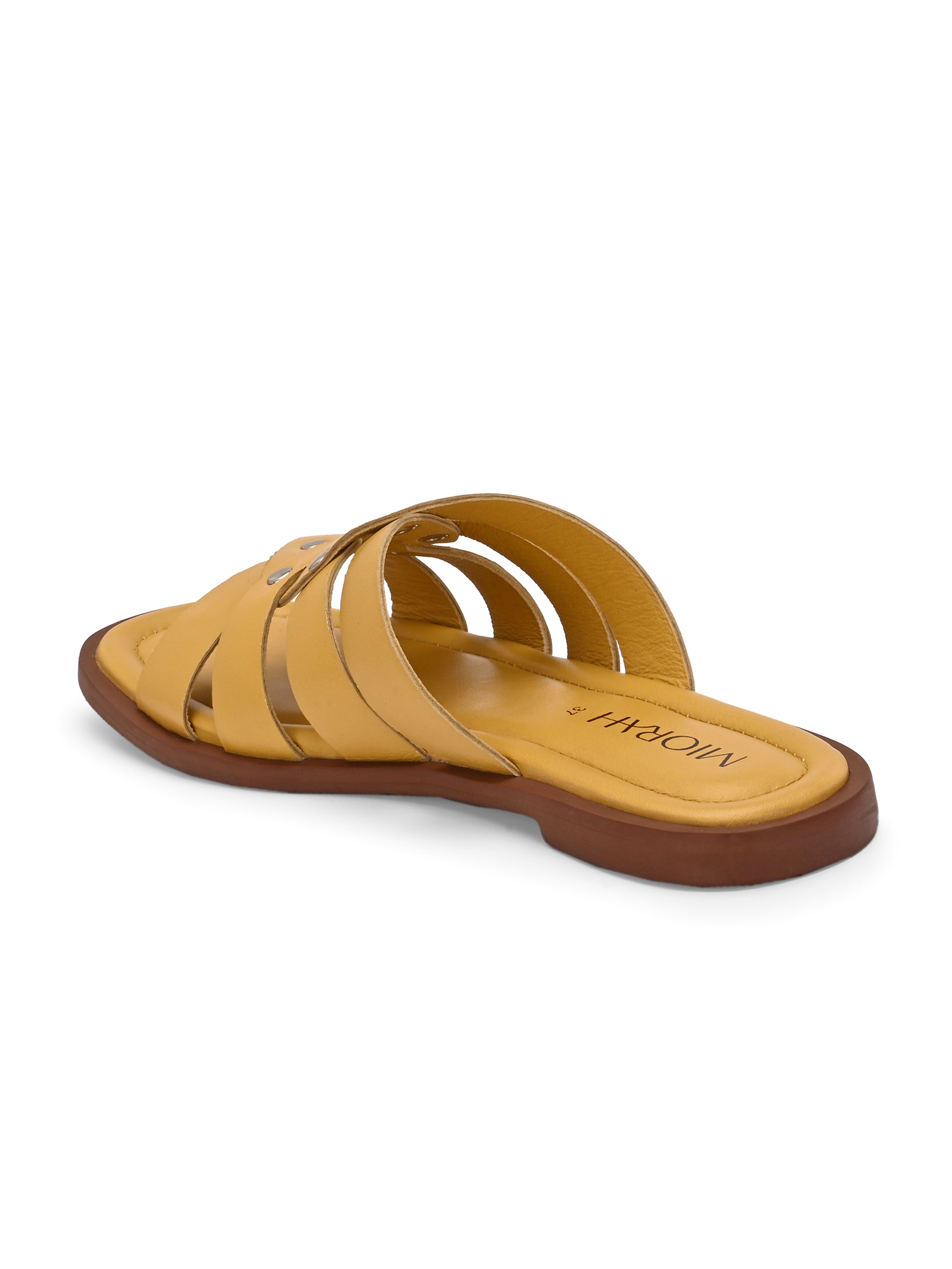 IVY Premium Leather Cushioned Flat Summer Stud Sliders