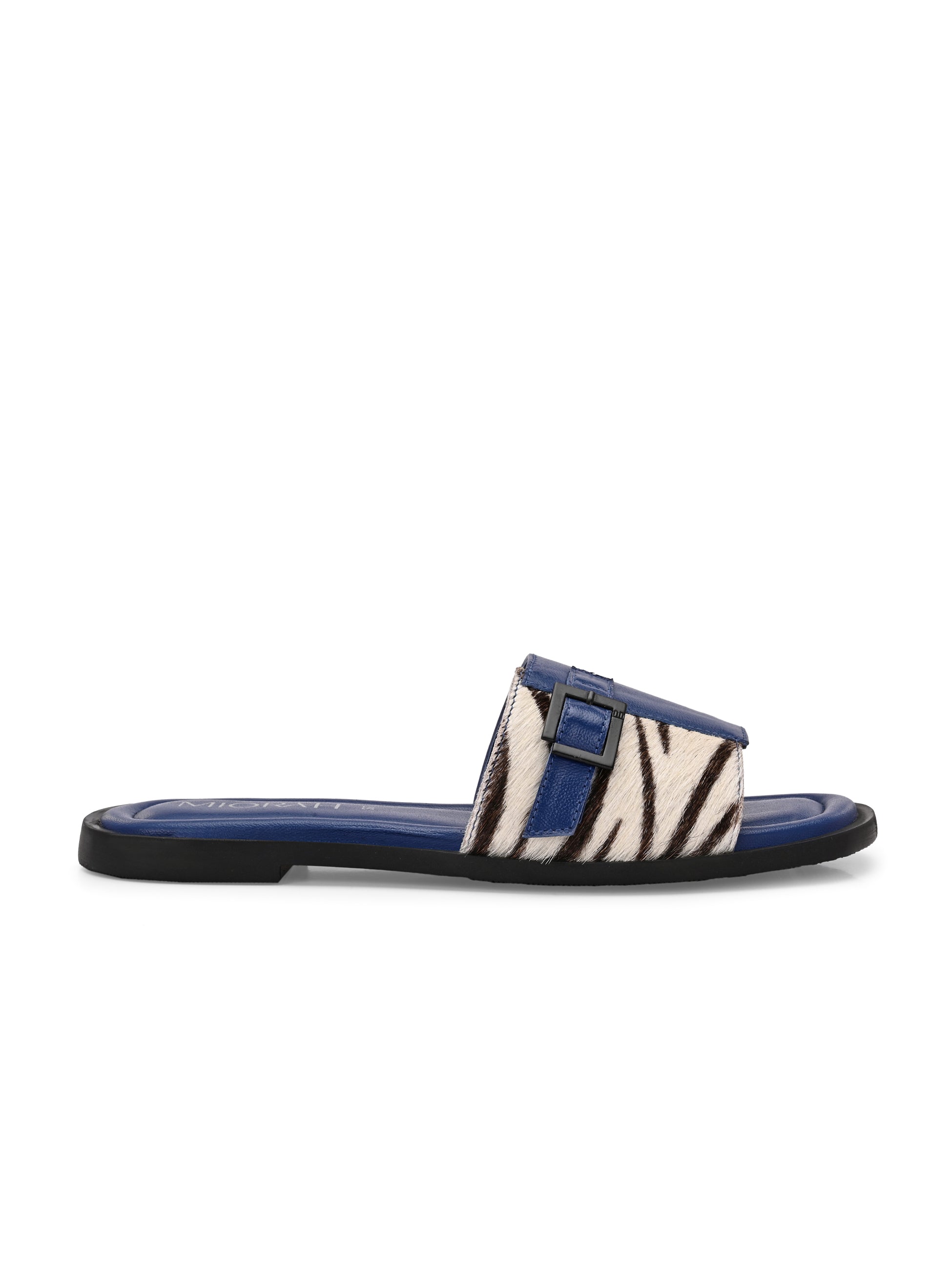 MIA Premium Leather Cushioned Flat Summer Buckled Sliders