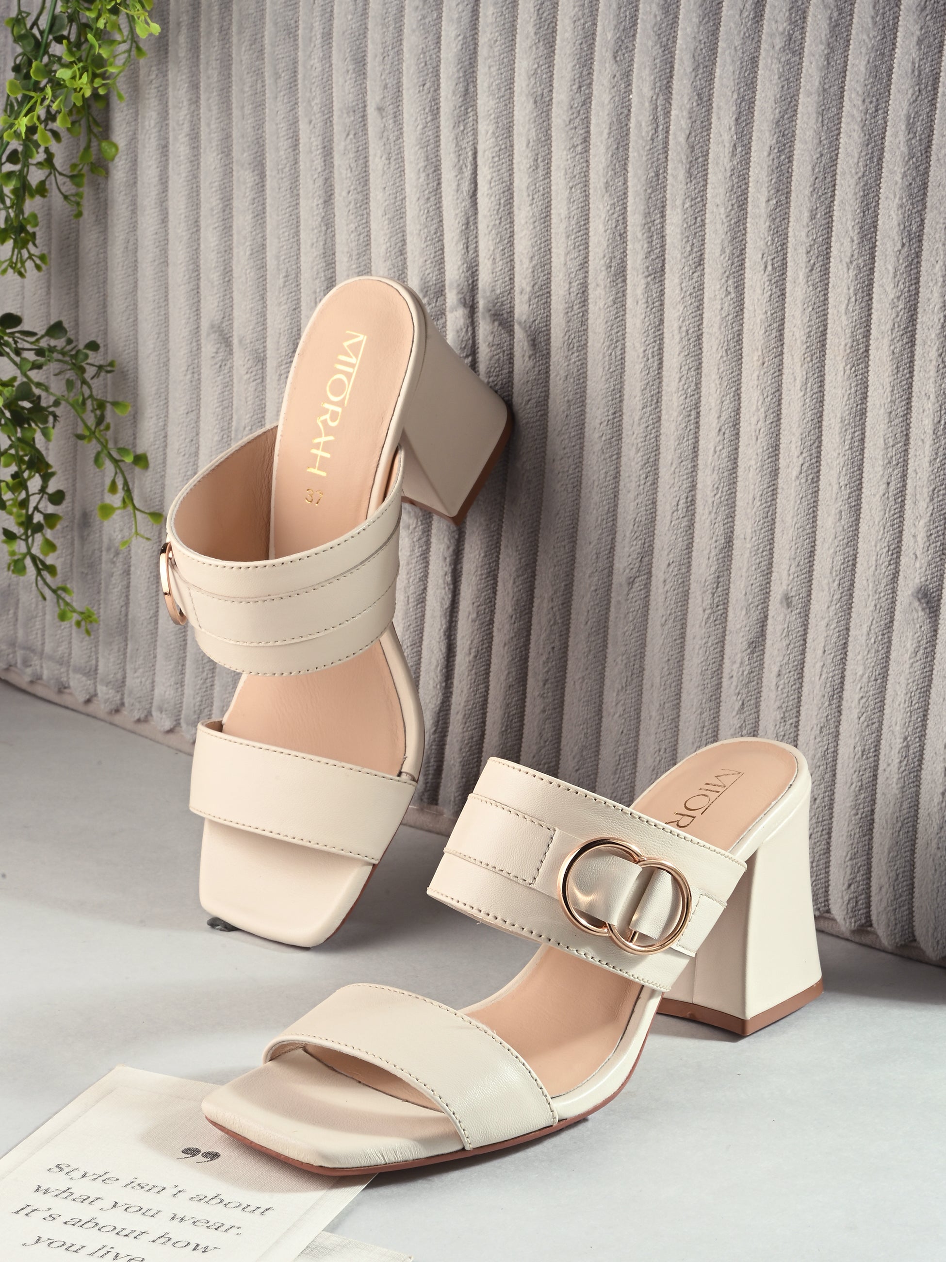 VELORA Premium Leather Double Strap Block Heels