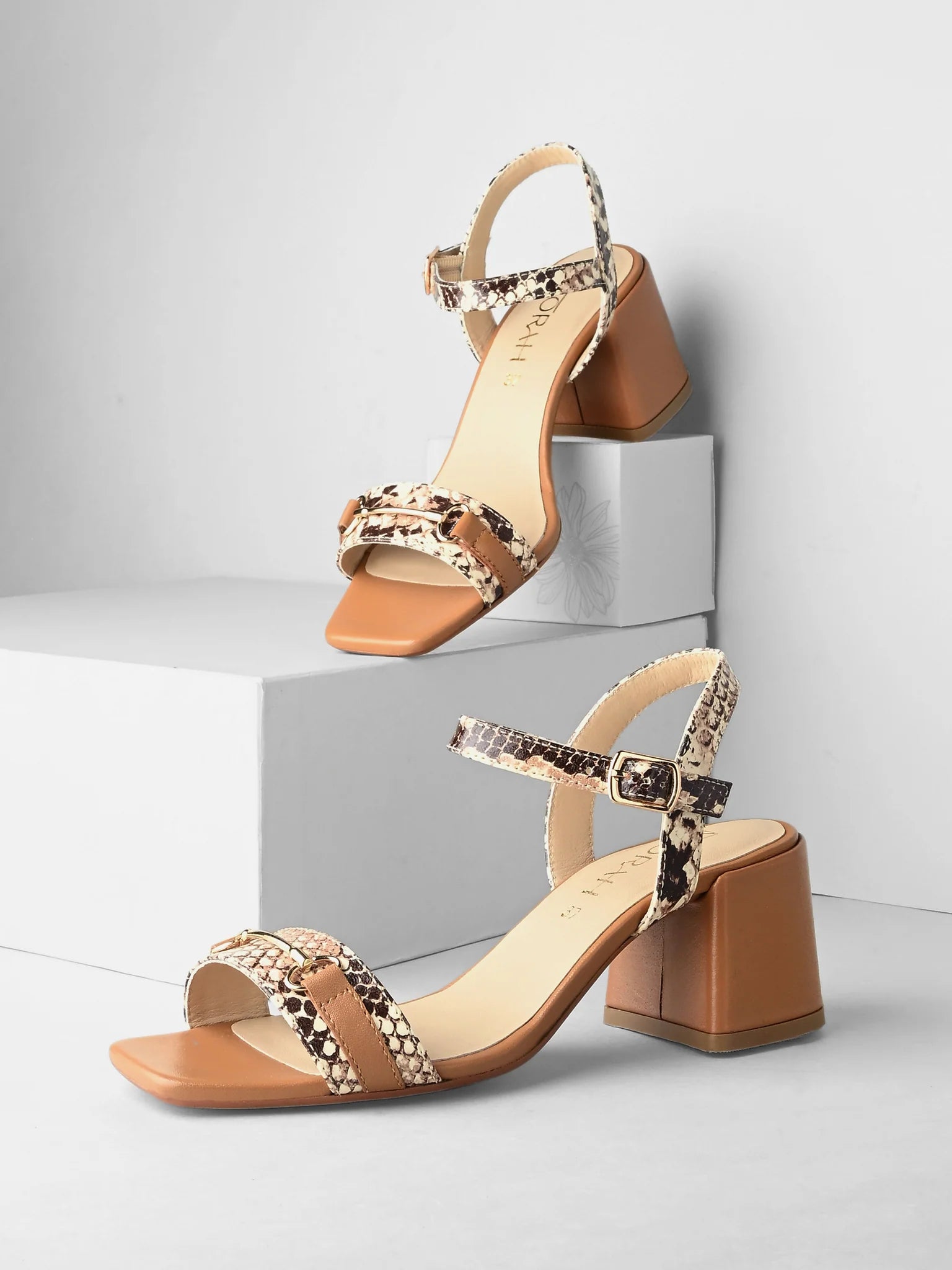 BELLA Premium Leather Ankle Strap Block Heel Sandals - The Heels India