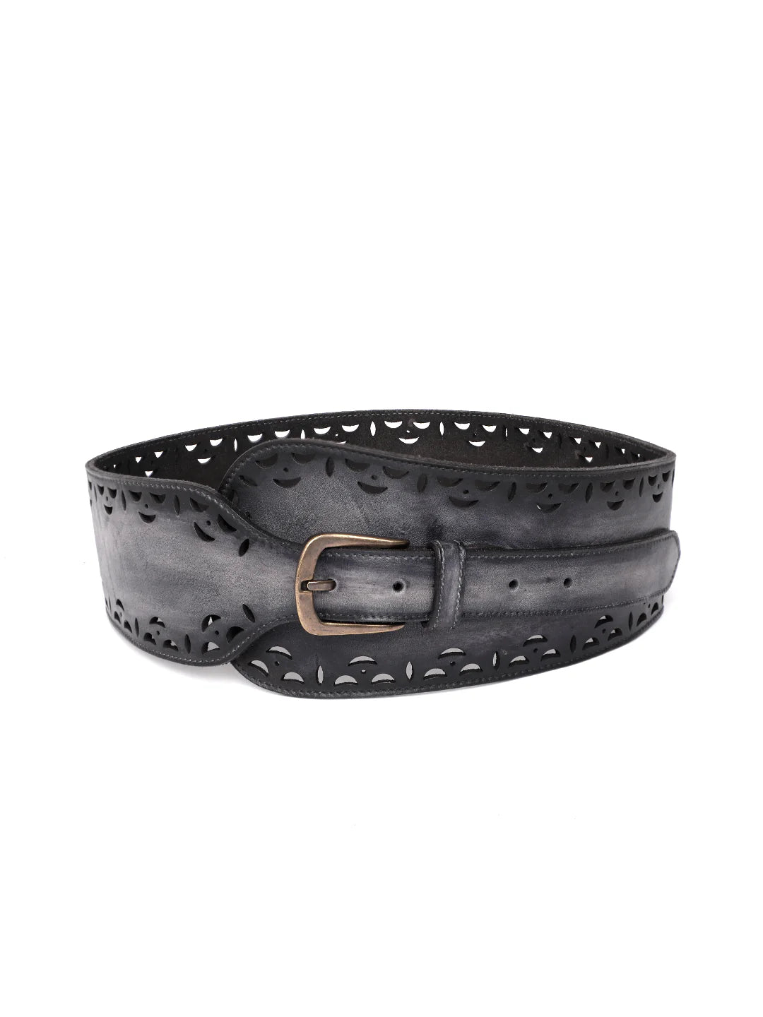 Washed Black Womens Genuine Leather Belt