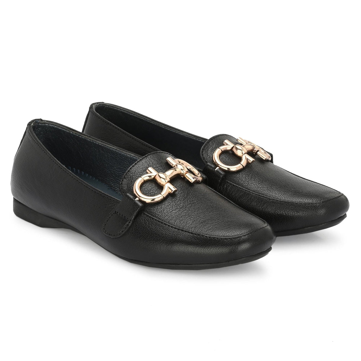 Donna Leather Buckle Ballerinas - The Heels India