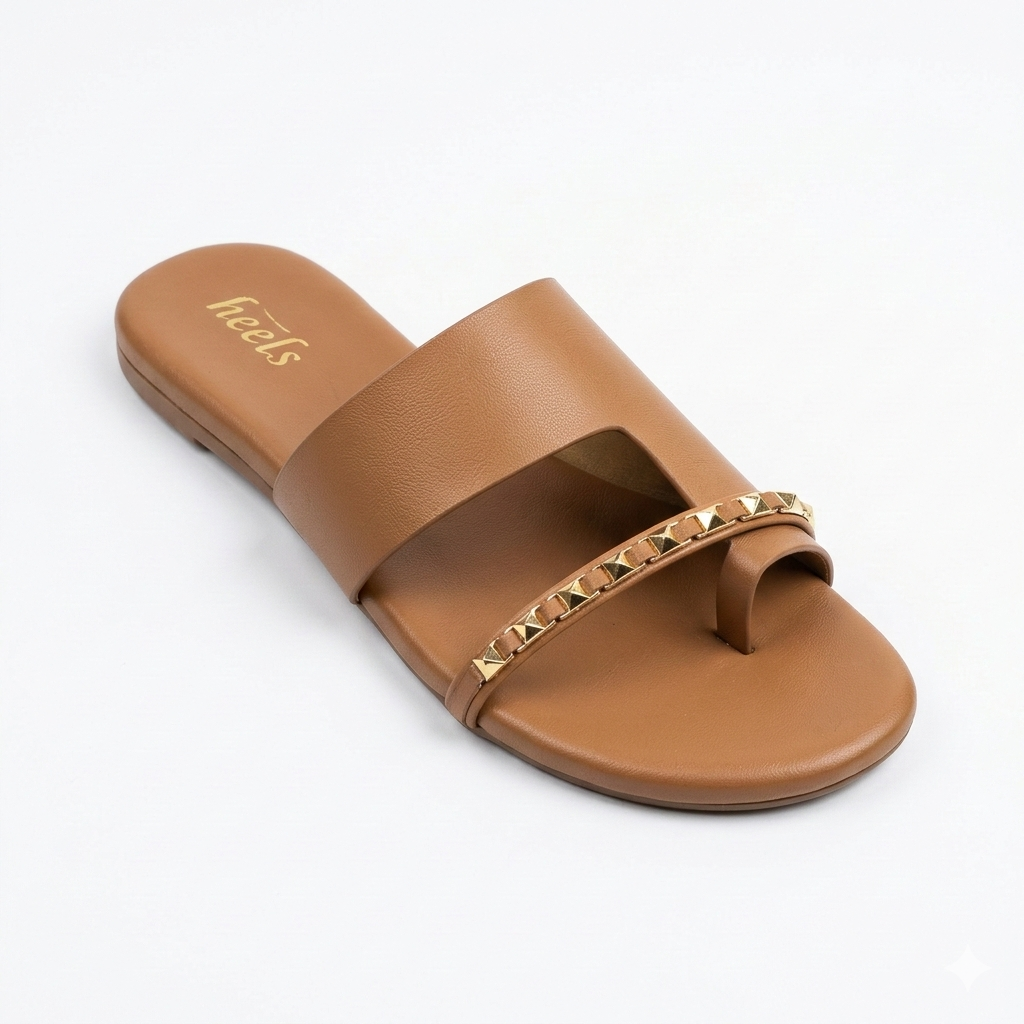 Sorrento Studded Strap Thumb Flat Siders - The Heels India
