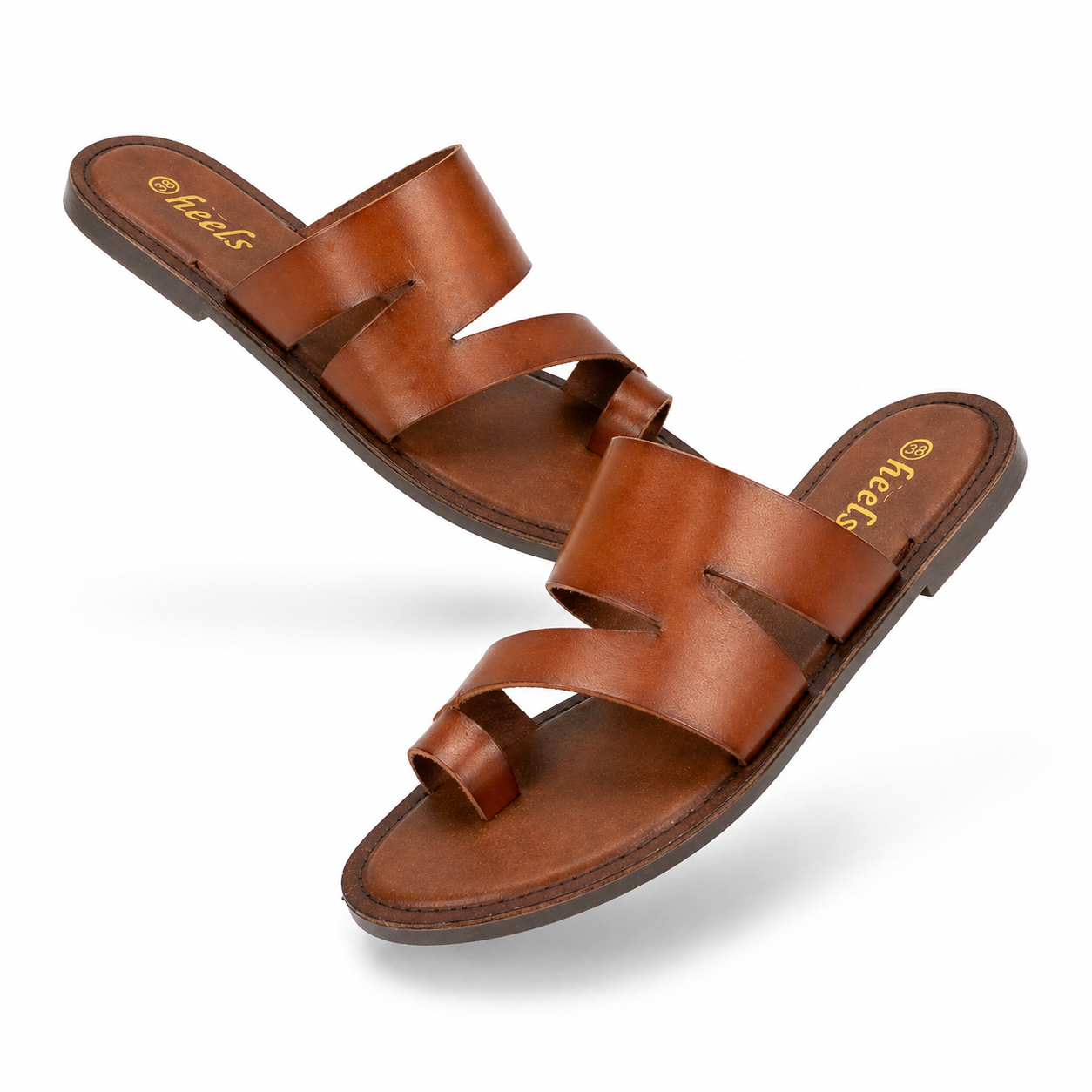 Melanie Leather Thumb Strap Flat Sliders - The Heels India