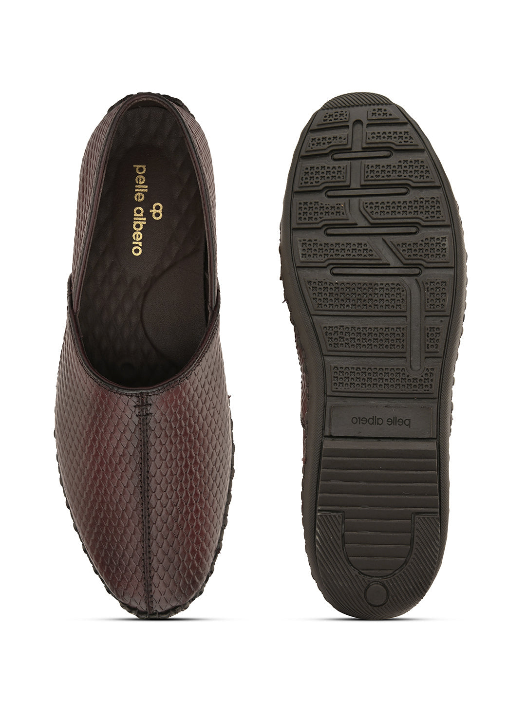 Regent Cherry Leather Mojaris - The Heels India