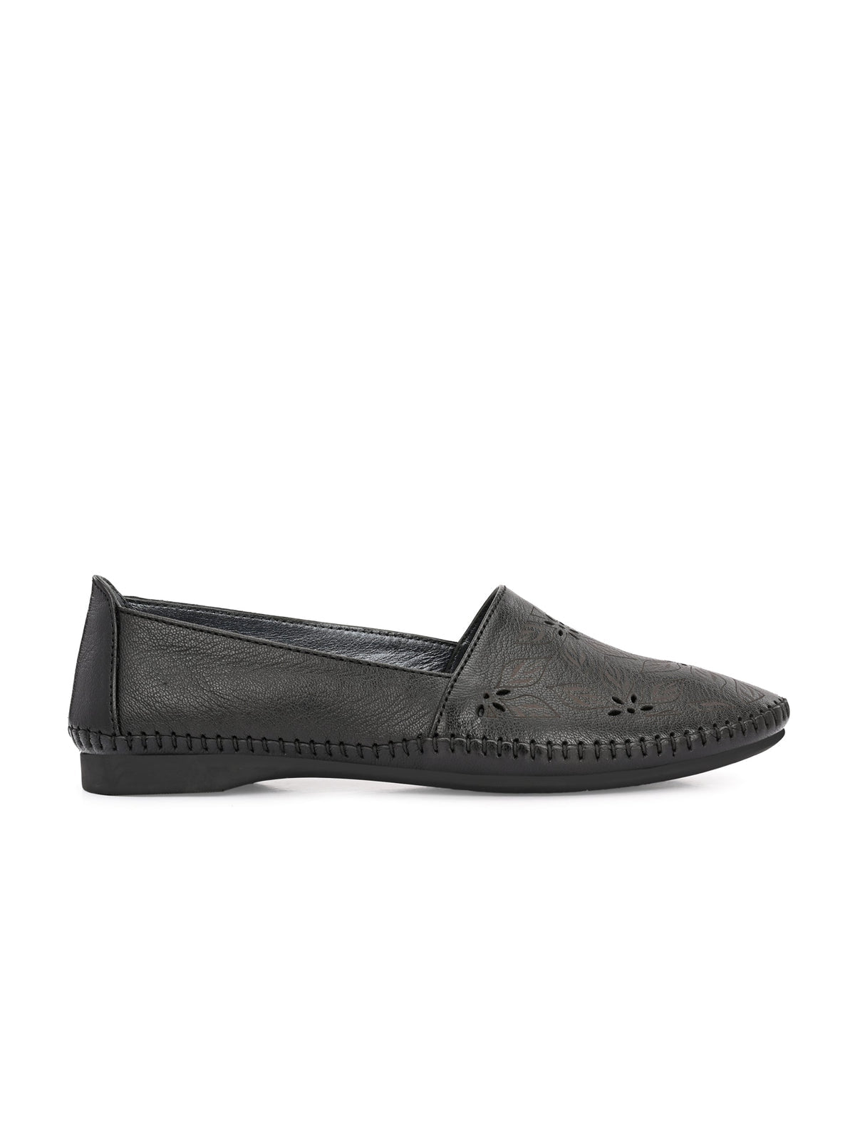 Teressa Perforated Cushioned Leather Ballerinas