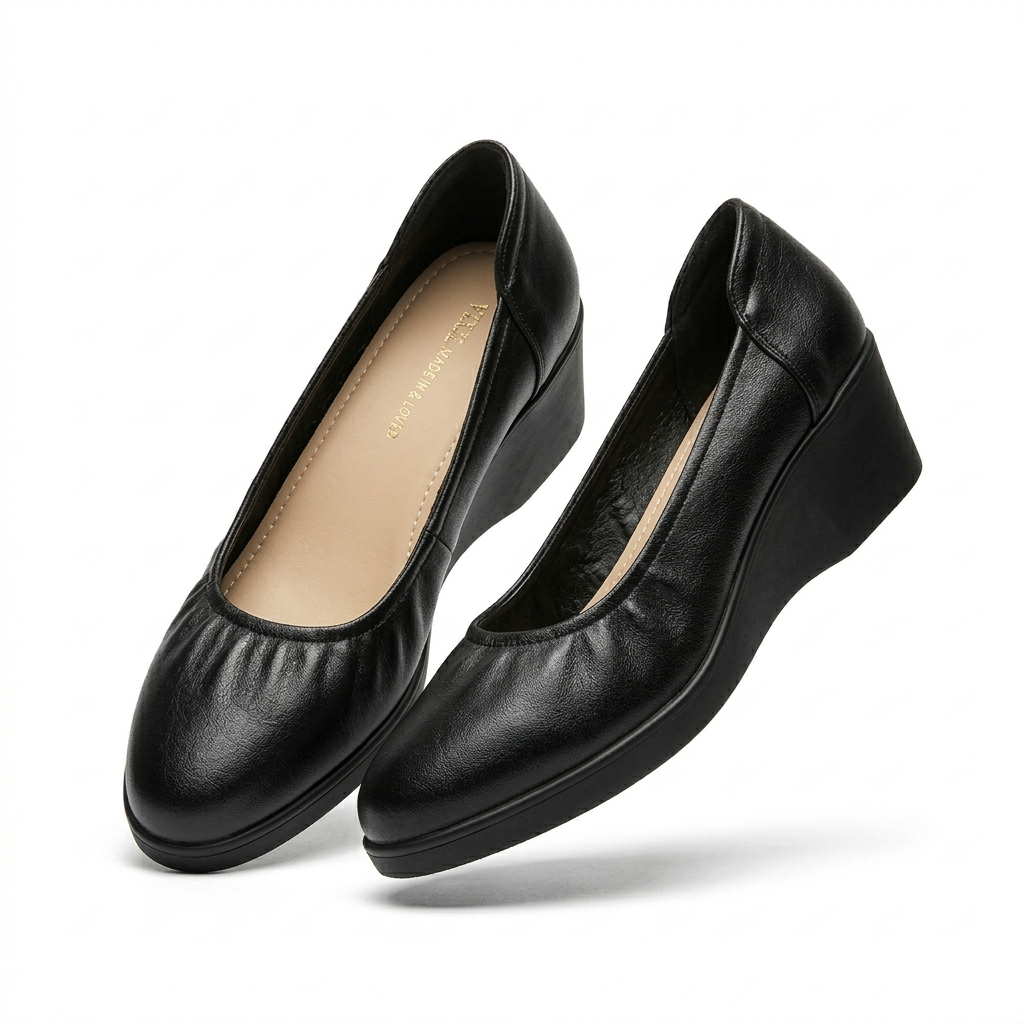 Estelle Premium Leather Wedge Heel Ballerinas