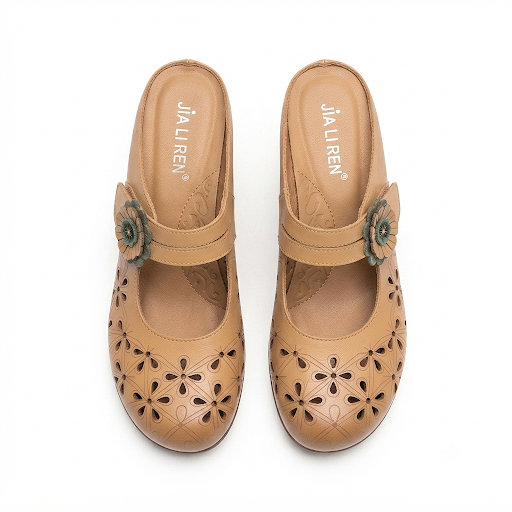 Marcia Premium Leather Perforated Slip On Mules