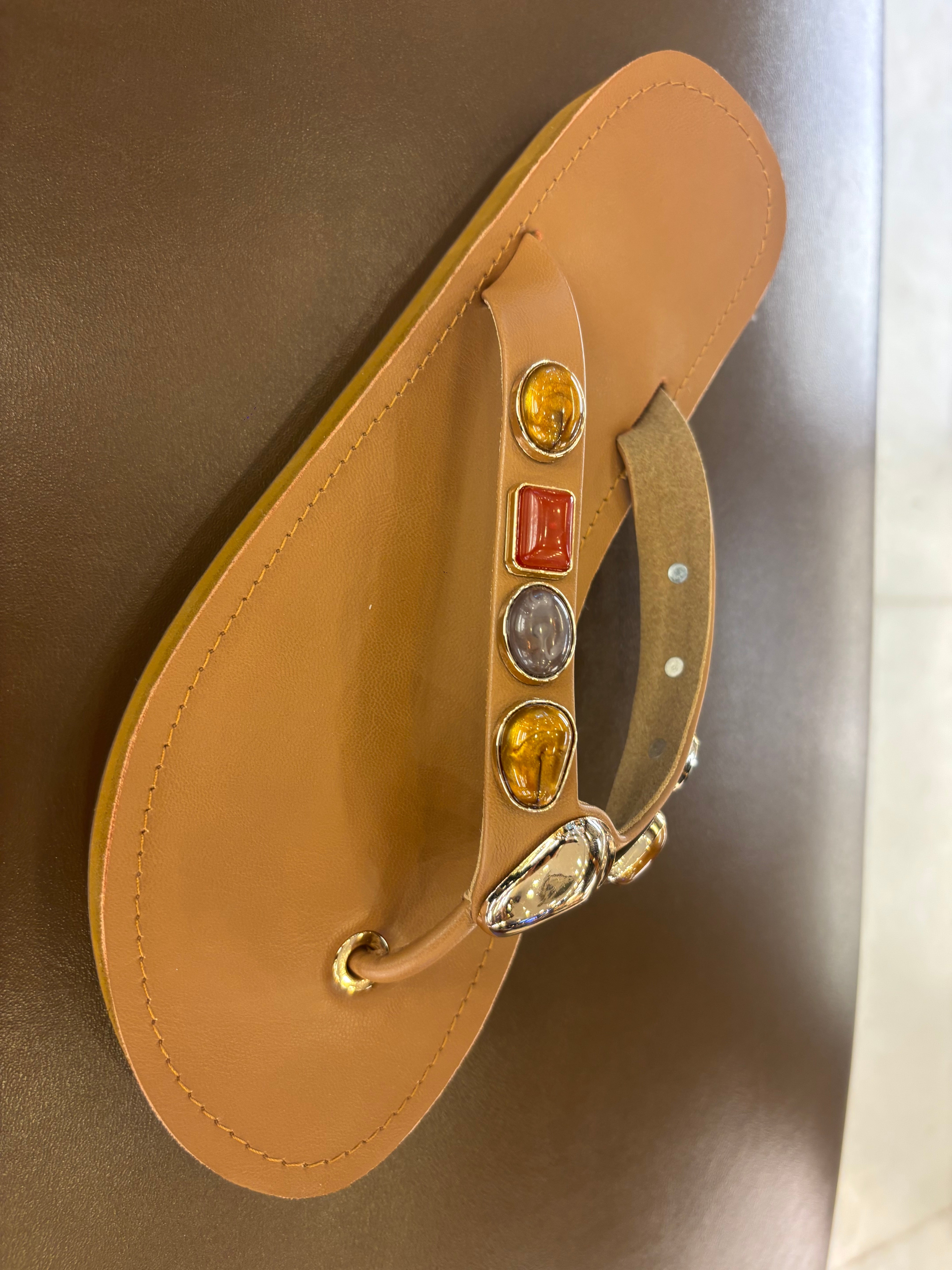 Norelle Cushioned Gemstone V Strap Comfort Summer Slippers