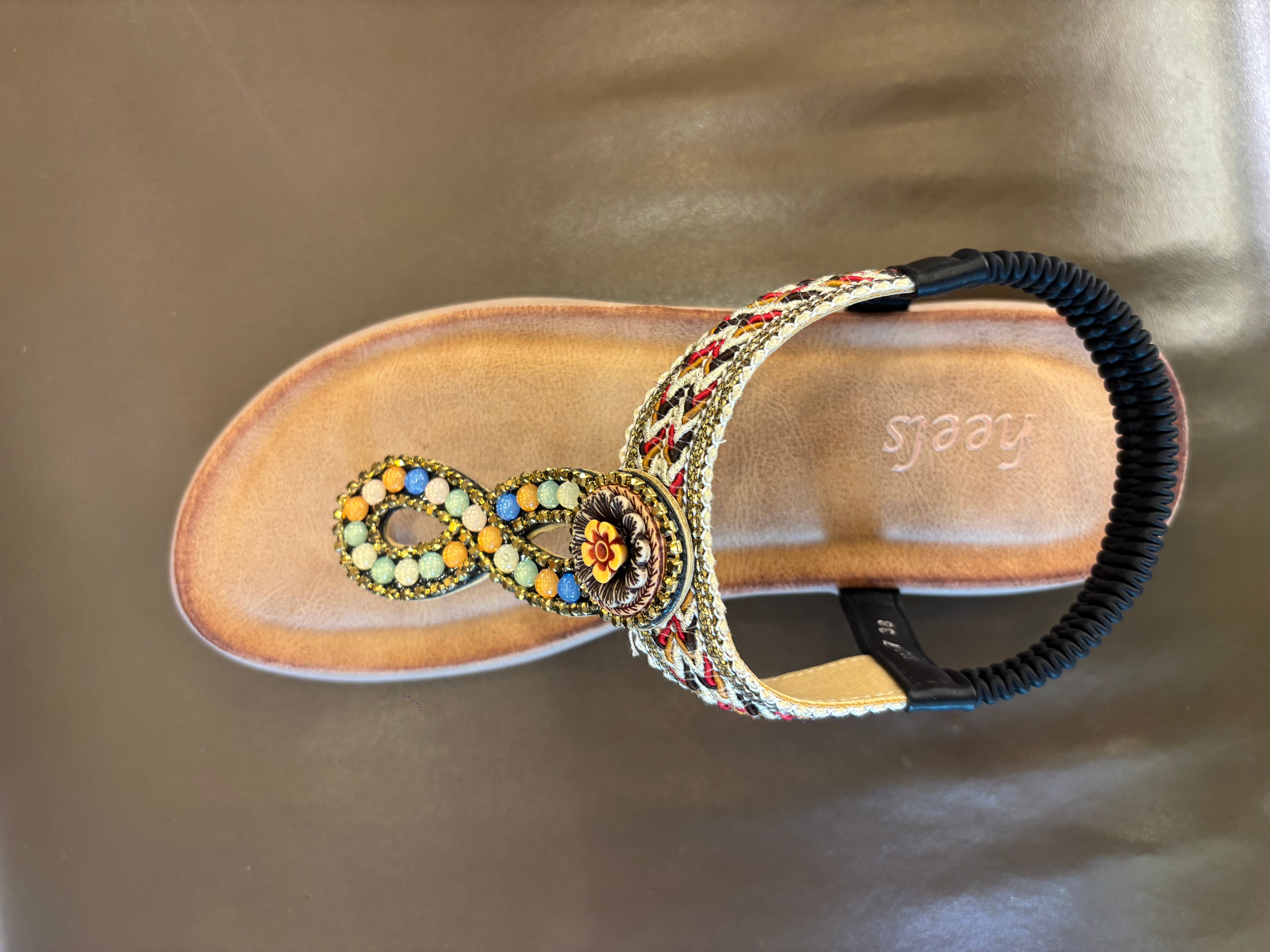 Rosaira Cushioned Embellished Back Elastic Sandals - The Heels India