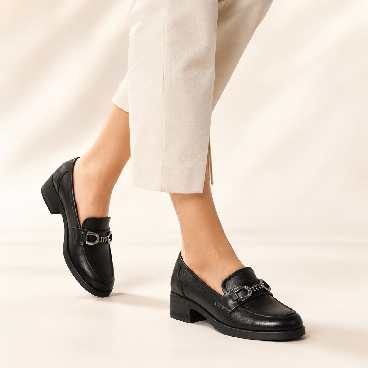 Kelly Premium Leather Mid Heel Loafers