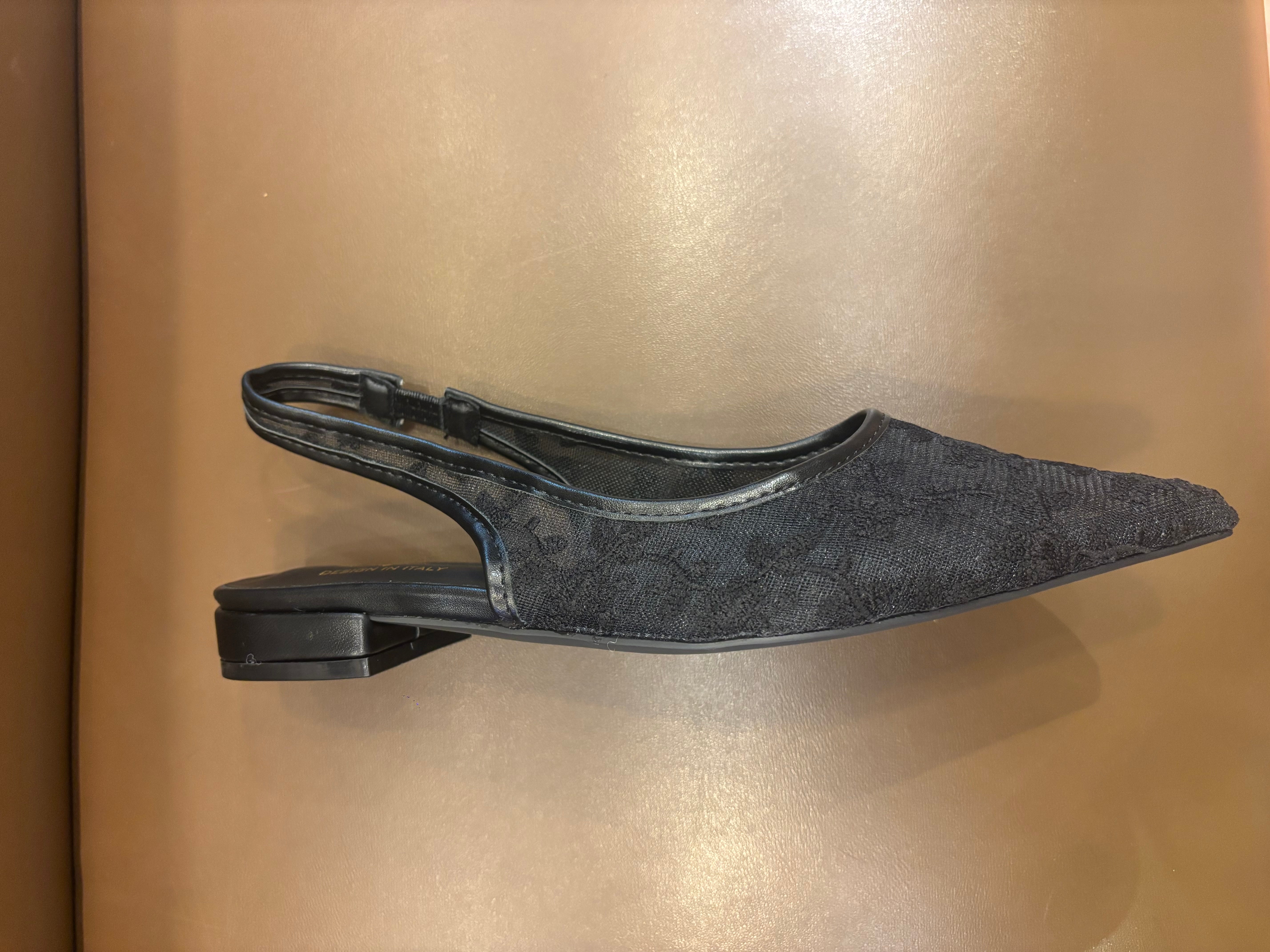 Carmen Mesh Hand Embroidered Sling Back Pointed Ballerinas
