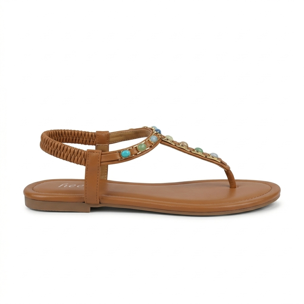 Crimson Embellished Flat Sandals