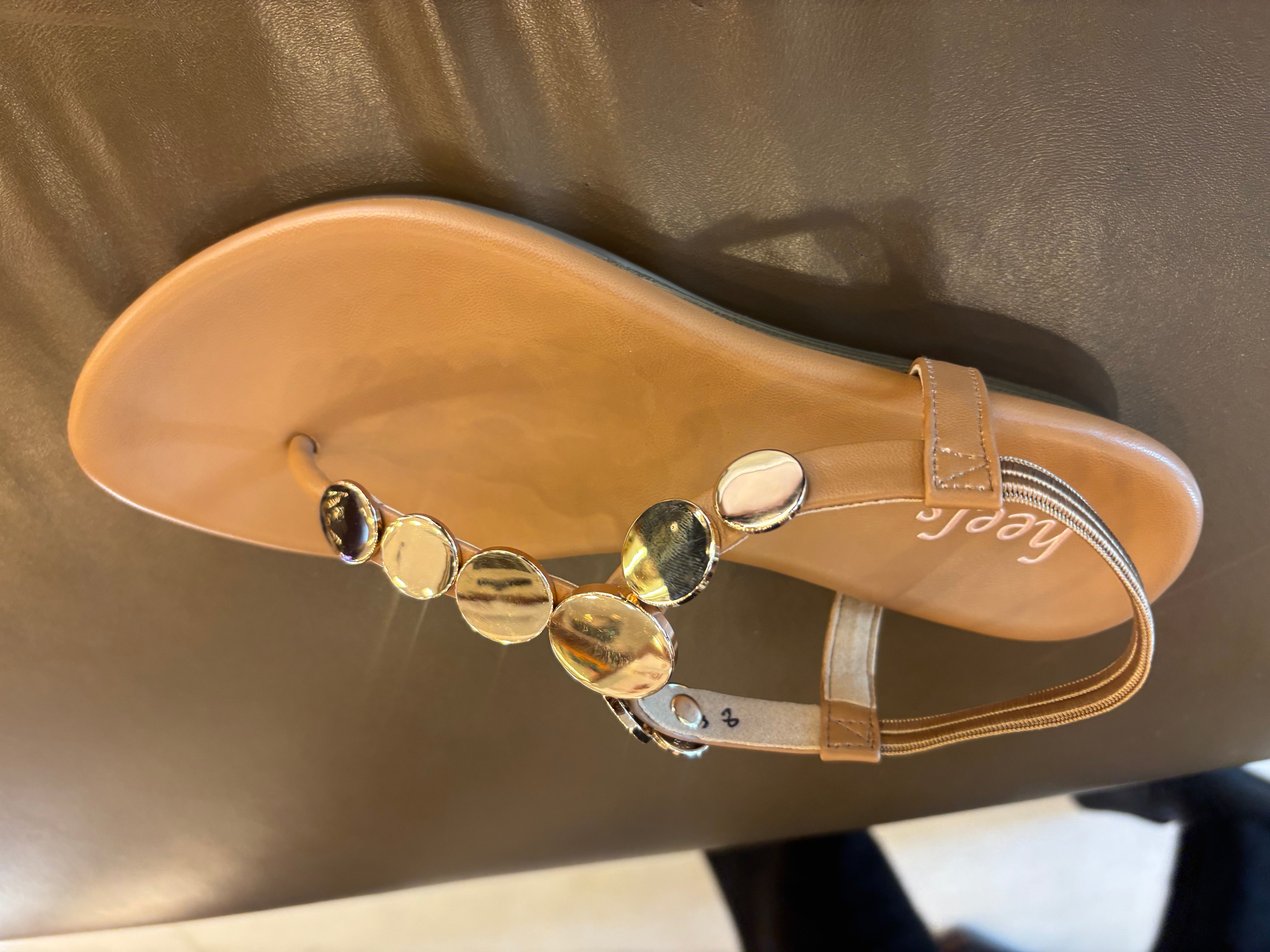 Erica Metallic Sphere Back Elastic Wedge Sandals - The Heels India
