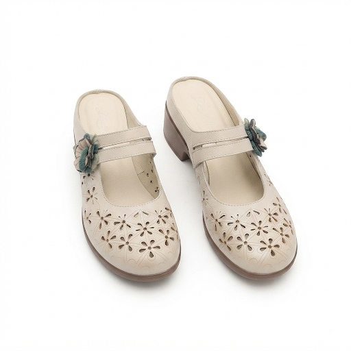 Marcia Premium Leather Perforated Slip On Mules