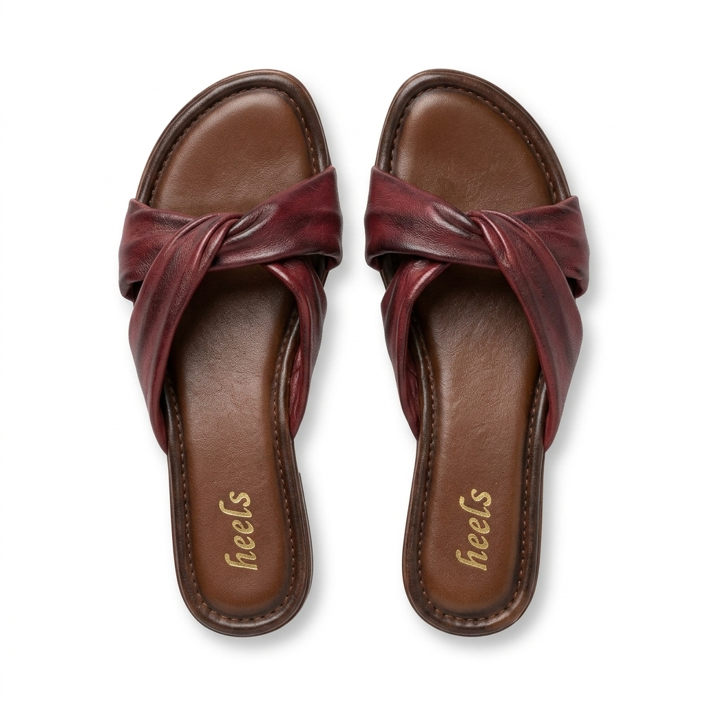 Yaba Leather Soft Napa Cross Flat Sliders
