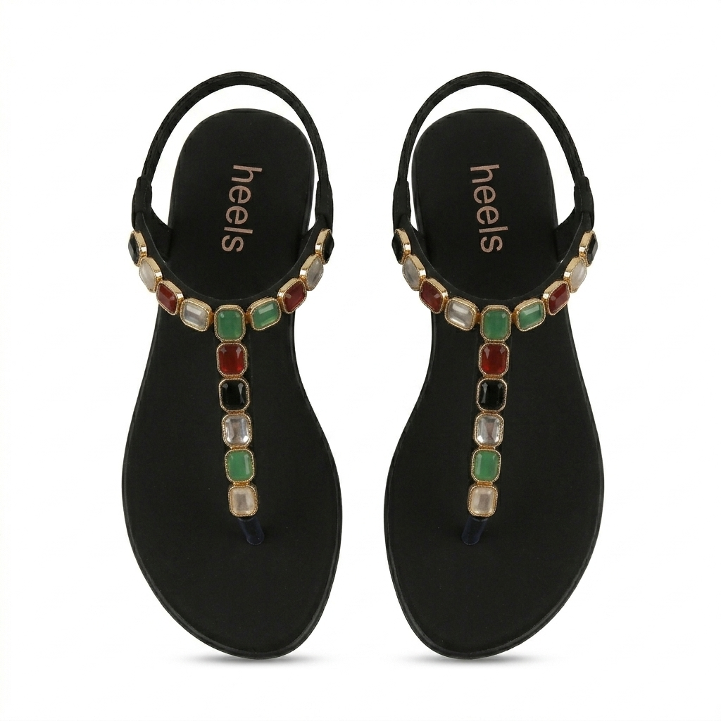 Sasha Embellished Back Elastic Flat Everyday Sandals