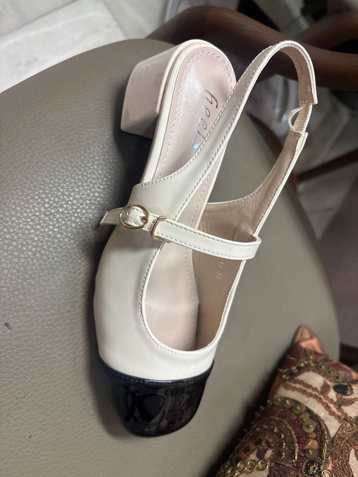 June Patent Mary Jane Block Heels