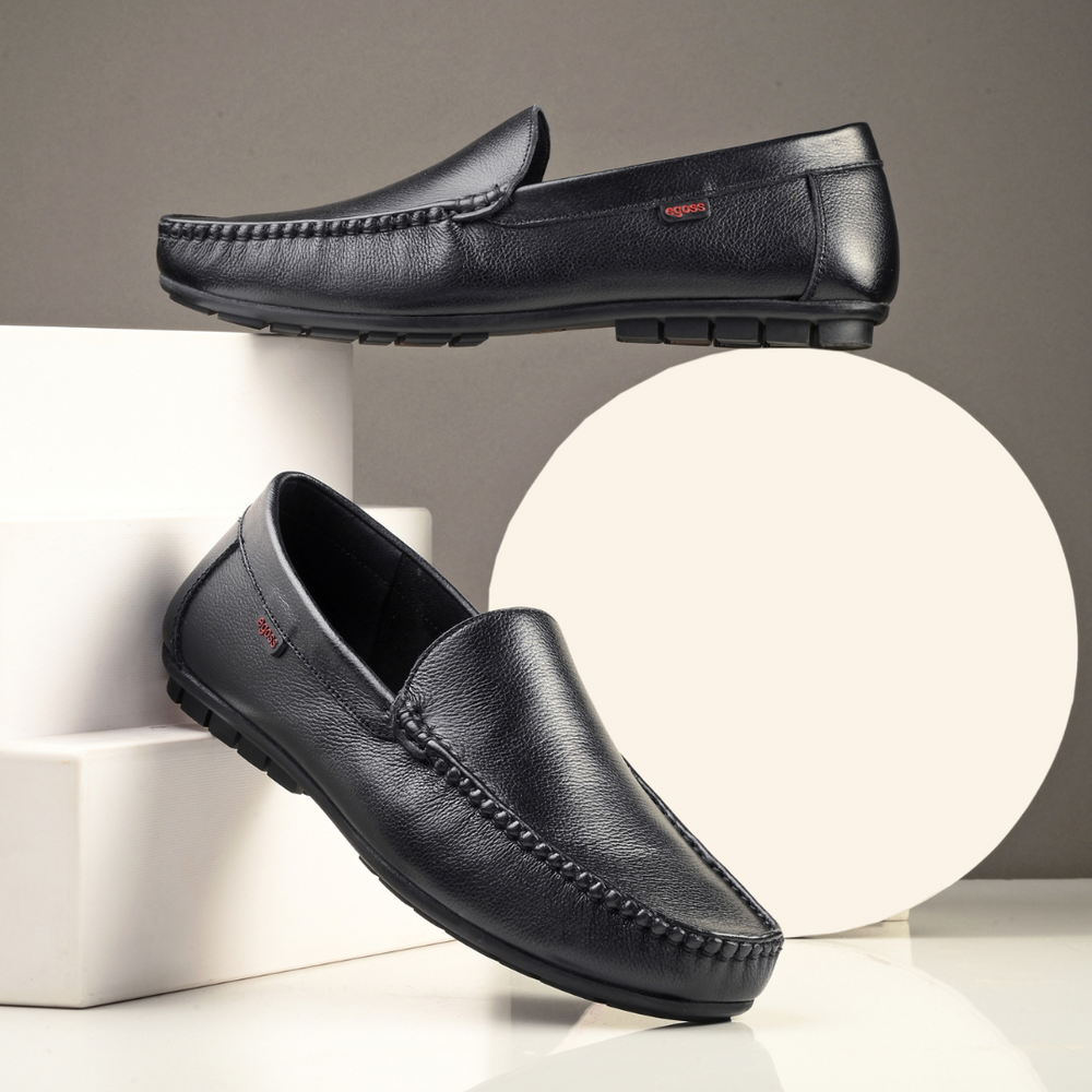 Cedar Plain Leather Cushioned Loafers - The Heels India
