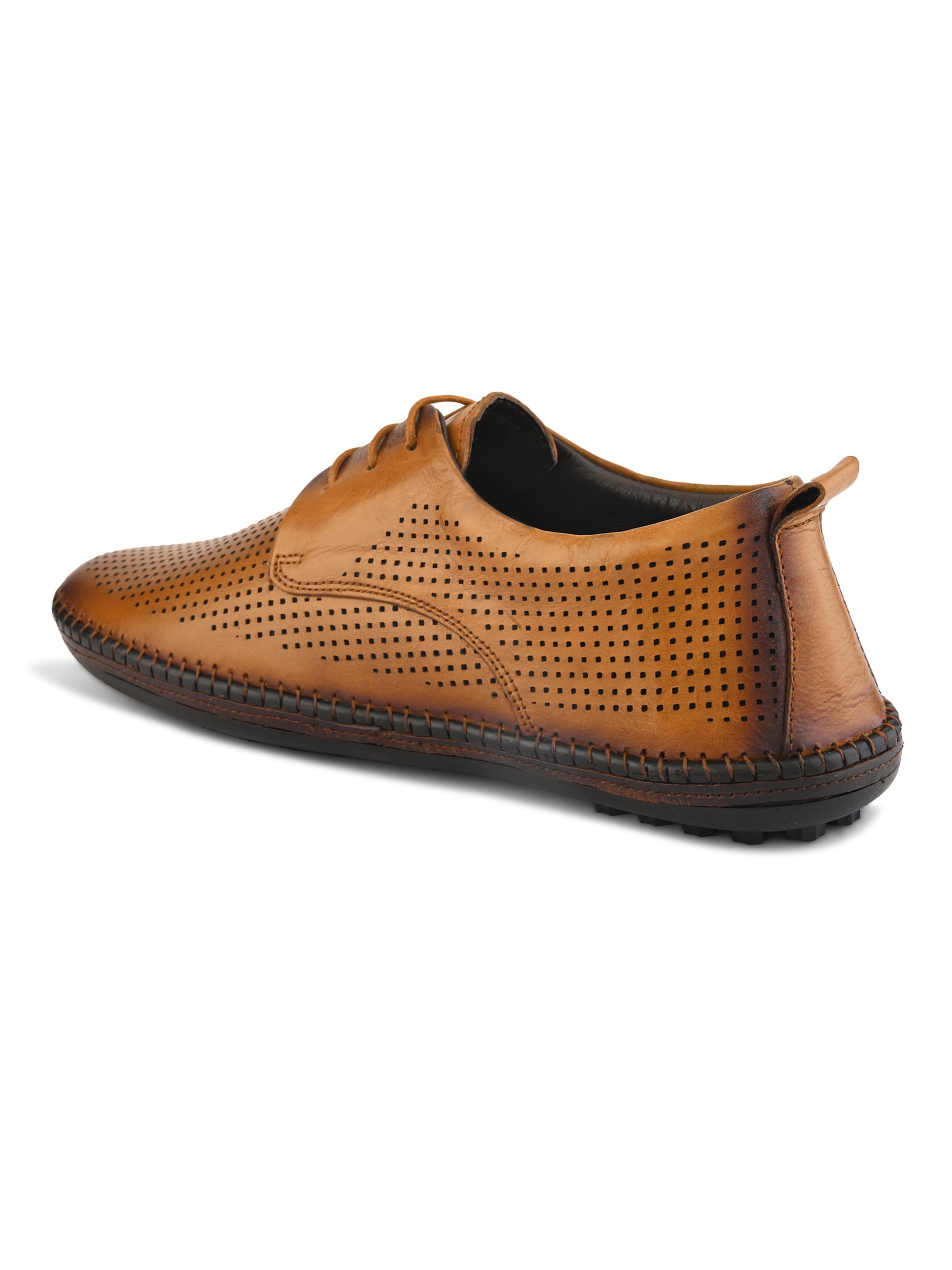 Anax Casual Perforated Leather Derby Shoes