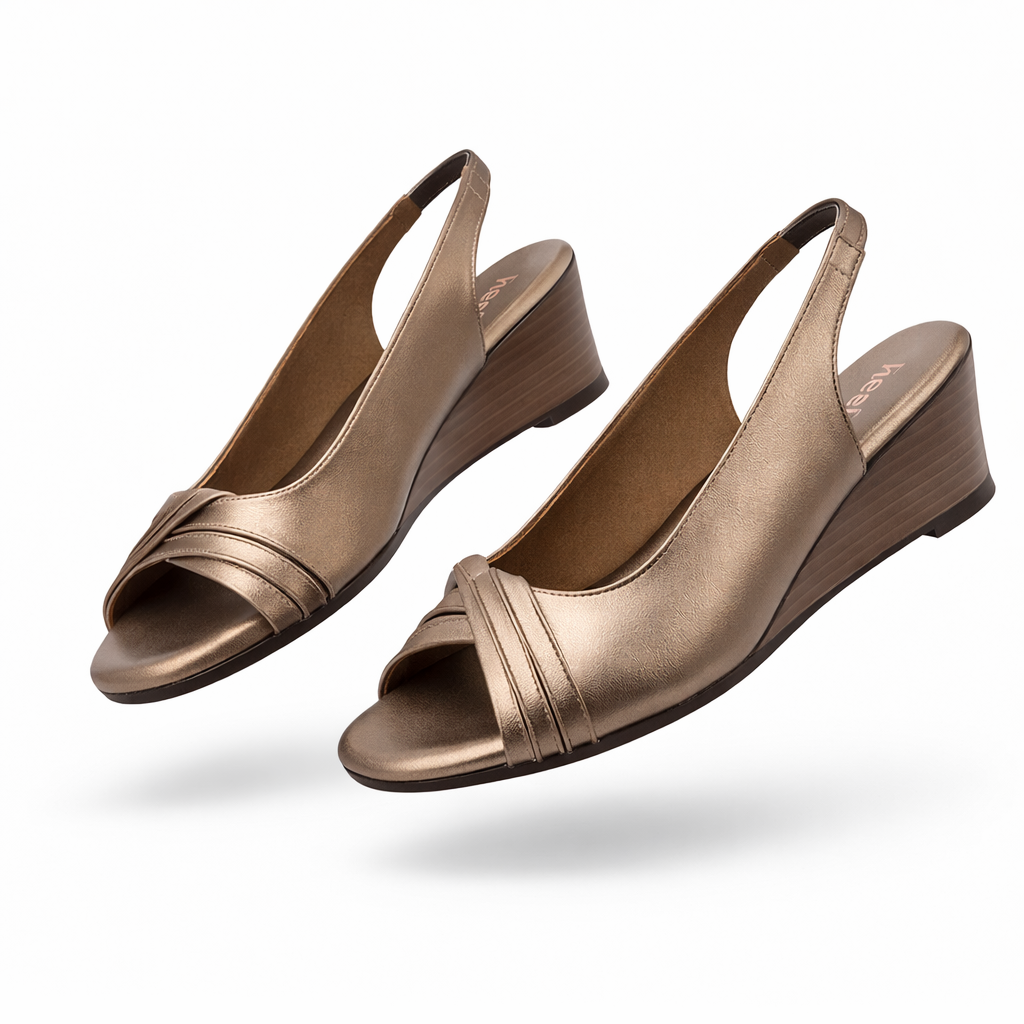 Meridian Back Elastic Peep Toe Wedge Heels - The Heels India