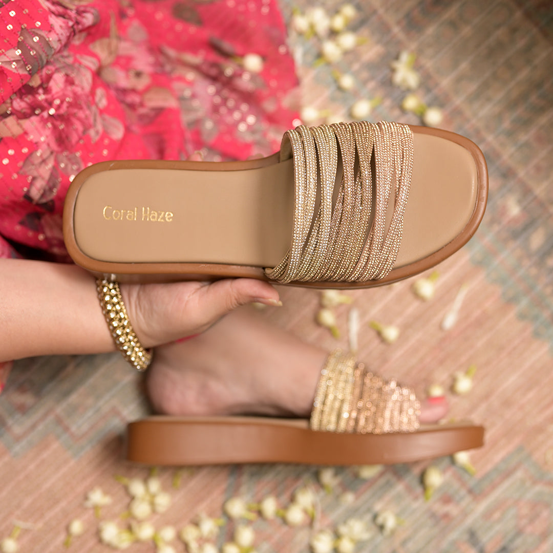 Sunray Bling Wedge Sliders - The Heels India