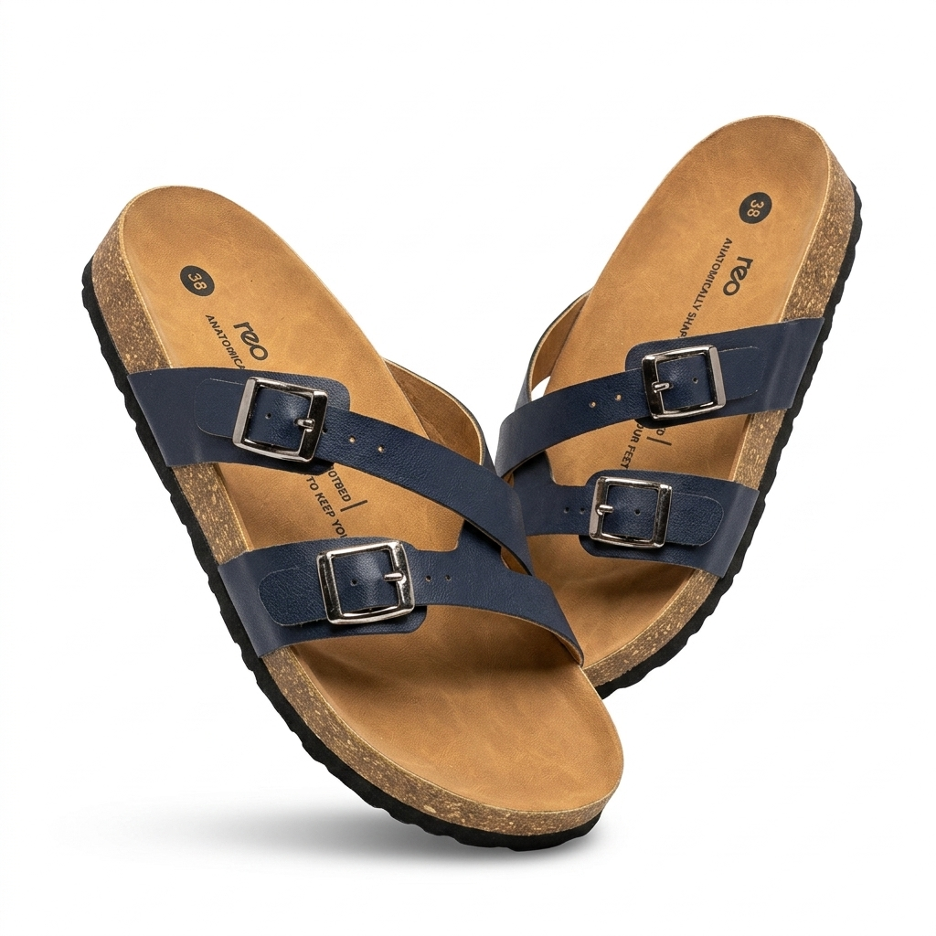 Cherie Buckle Strap Cork Summer Sliders