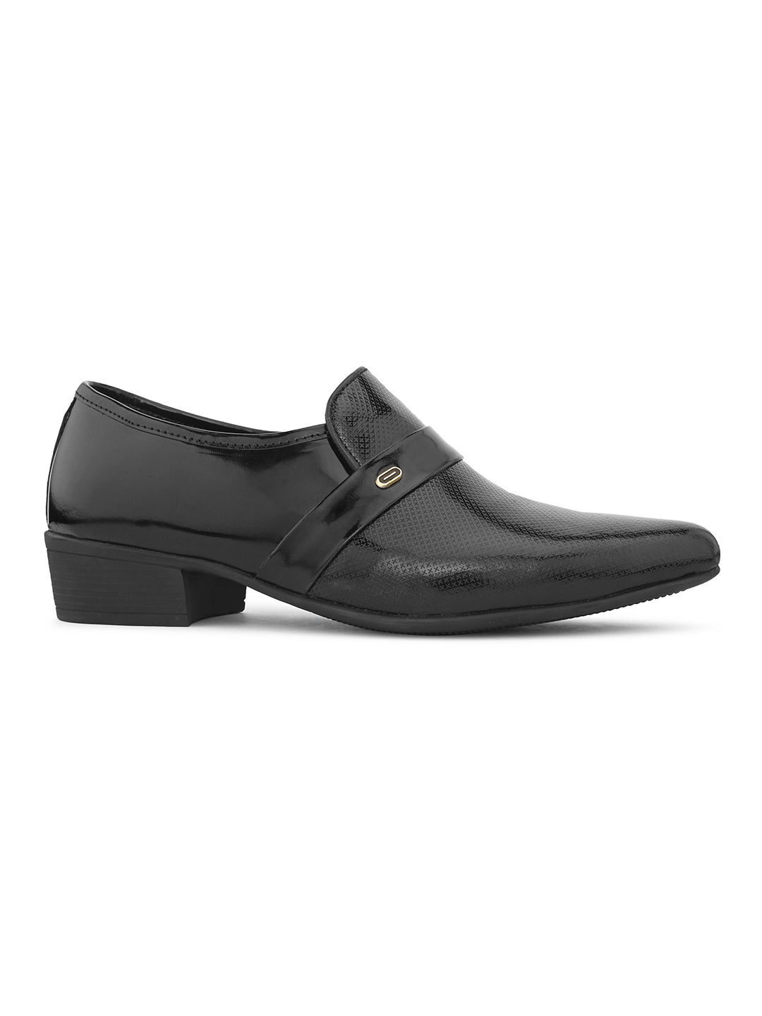 Jacob Cuban Heel Patent Black Mocassins - The Heels India
