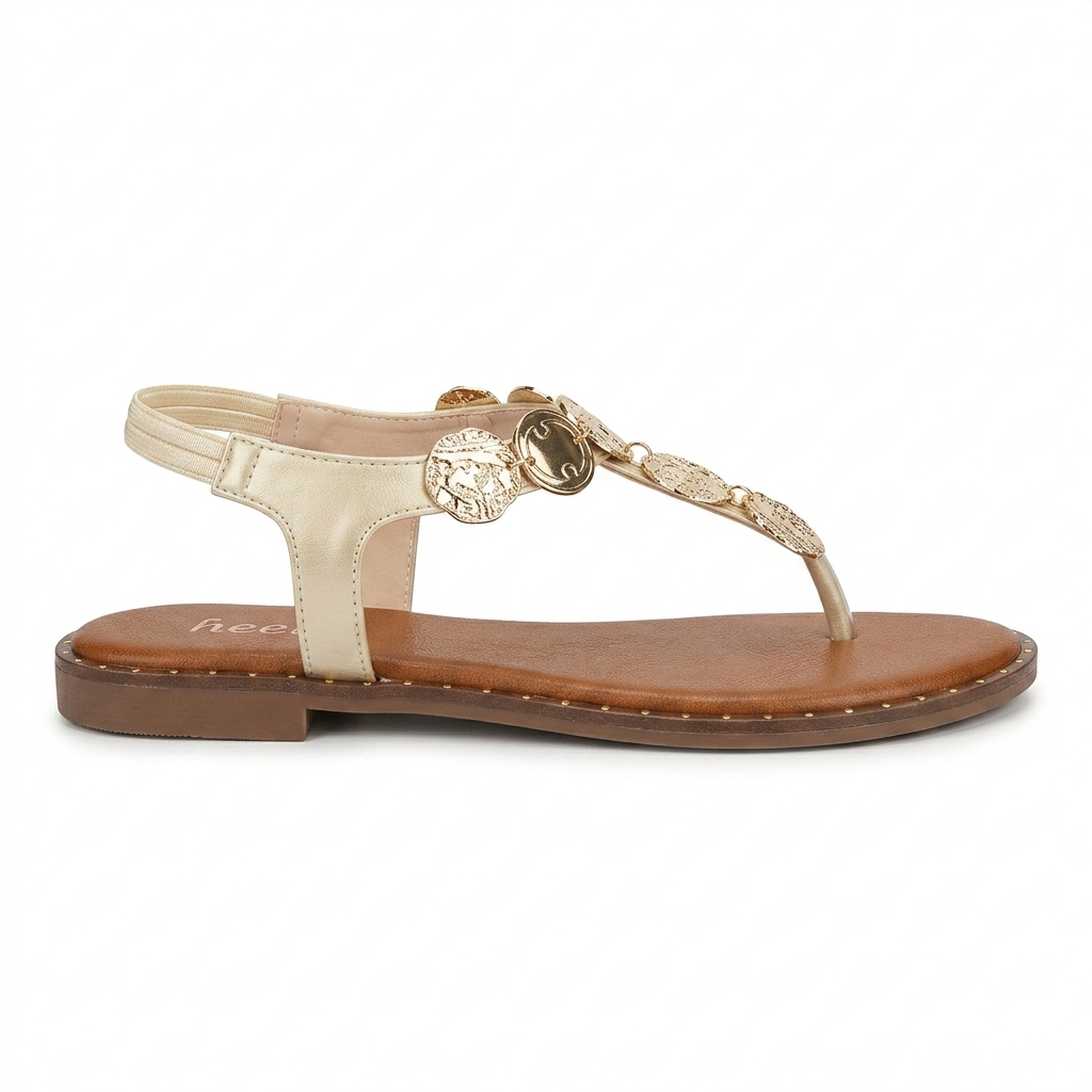 Reba Cushioned Comfort Back Elastic Coin Sandals